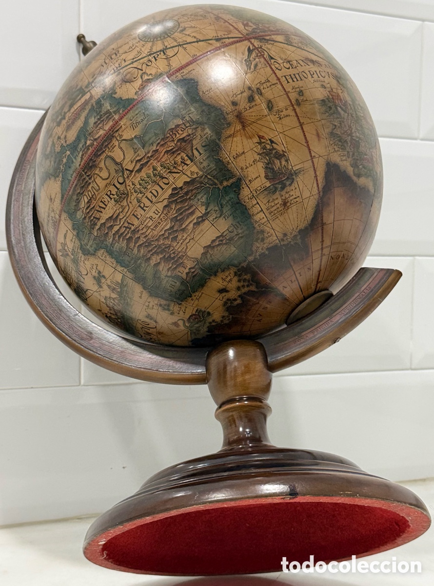 Antig&uuml;edades: ESPECTACULAR GLOBO TERR&Aacute;QUEO EN MADERA PAPEL - Foto 13