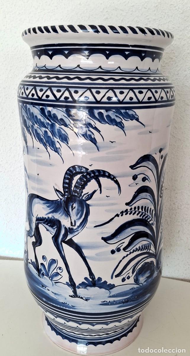 Antig&uuml;edades: Parag&uuml;ero bastonero loza cer&aacute;mica mediados del Siglo XX sello artesano Puente del Arzobispo 51 cm