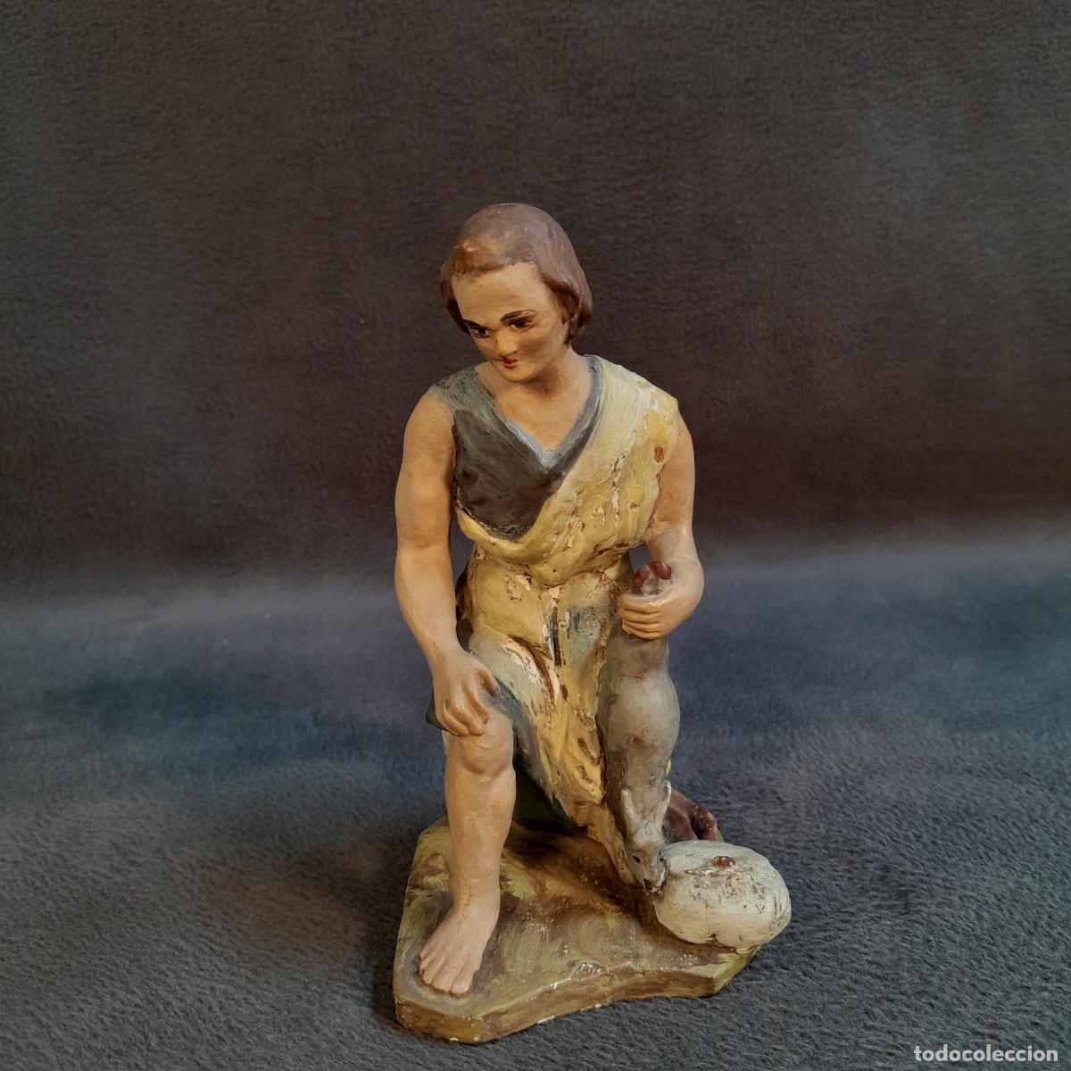 Antig&uuml;edades: PASTOR CON ANIMAL. ARCILLA POLICROMADA. MEDIADOS DEL SIGLO XX