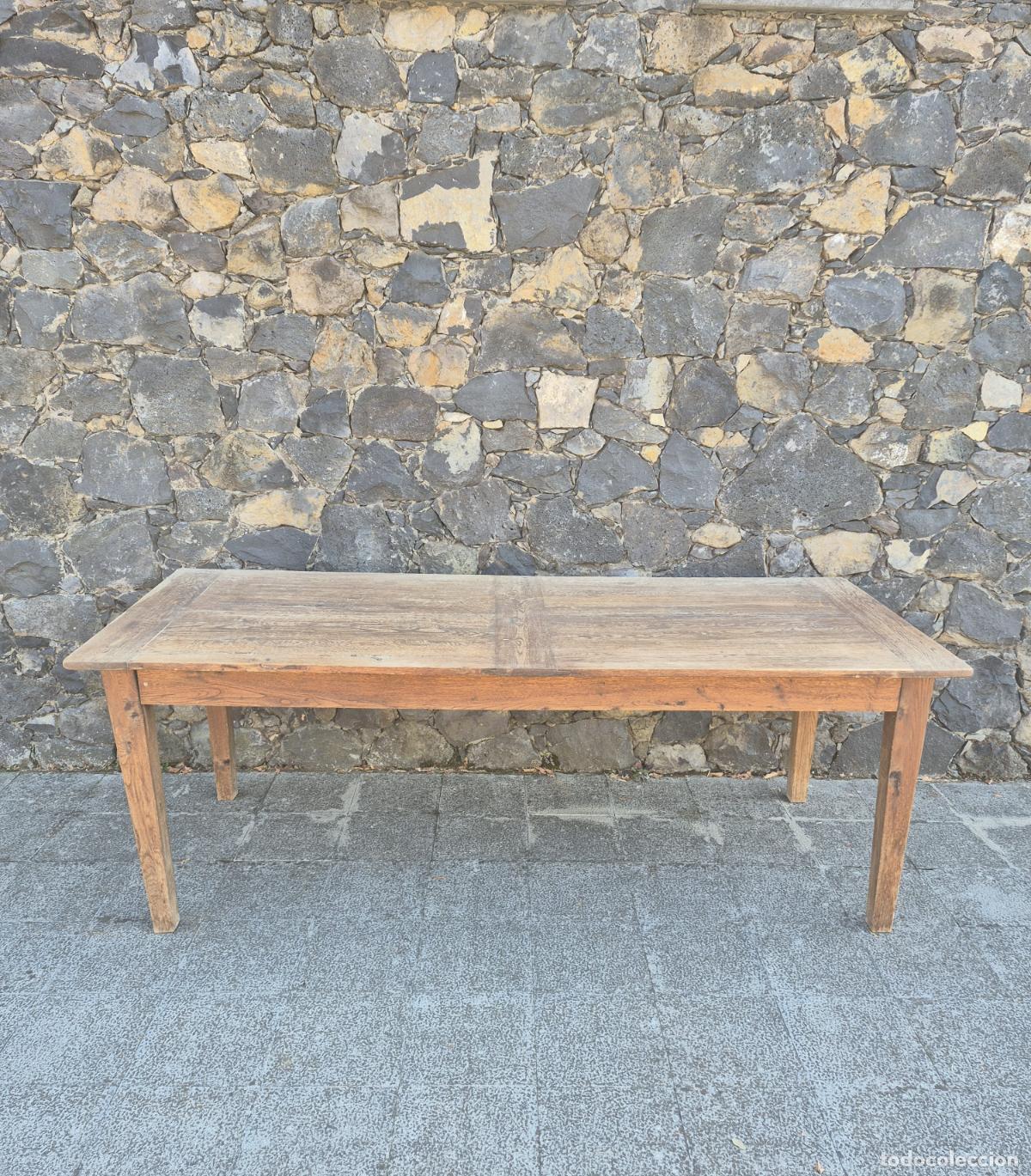 Antig&uuml;edades: Decorativa Mesa R&uacute;stica Francesa - Madera de Roble Macizo - Largo 118 cm, Ancho 90 cm, Altura 79 cm