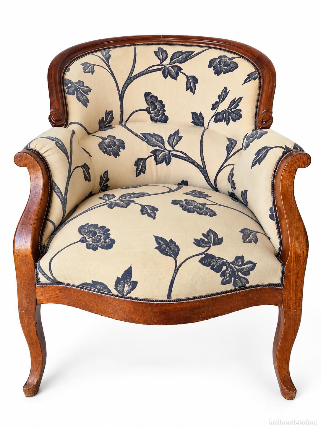 Antig&uuml;edades: Sill&oacute;n Calzador Isabelino - Madera de Caoba - Tapicer&iacute;a en Buen estado - S.XIX