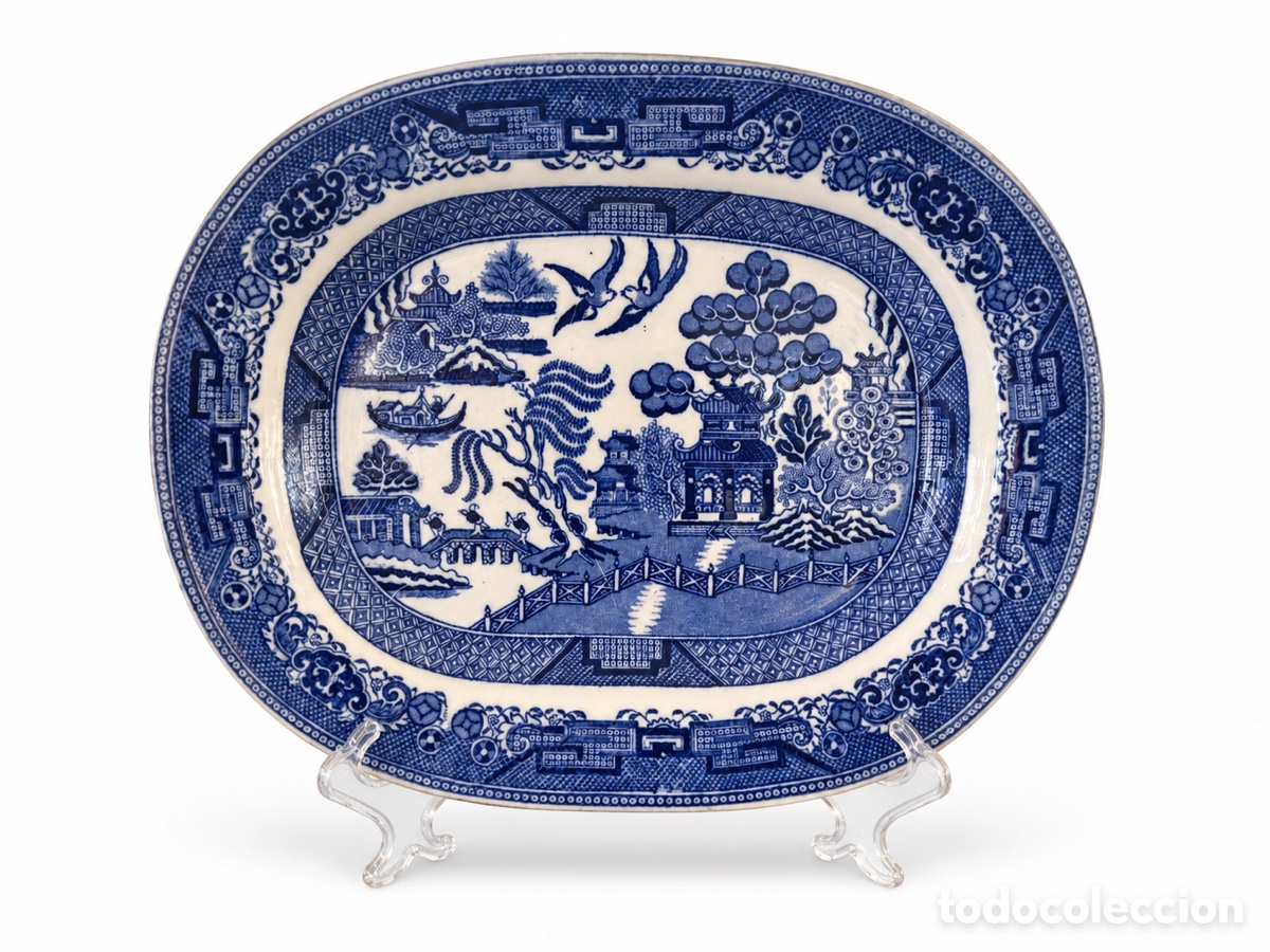 Antig&uuml;edades: bandeja de servicio Blue Willow By J&G Meakin Stoke on Trent Inglaterra 1950&rsquo;s