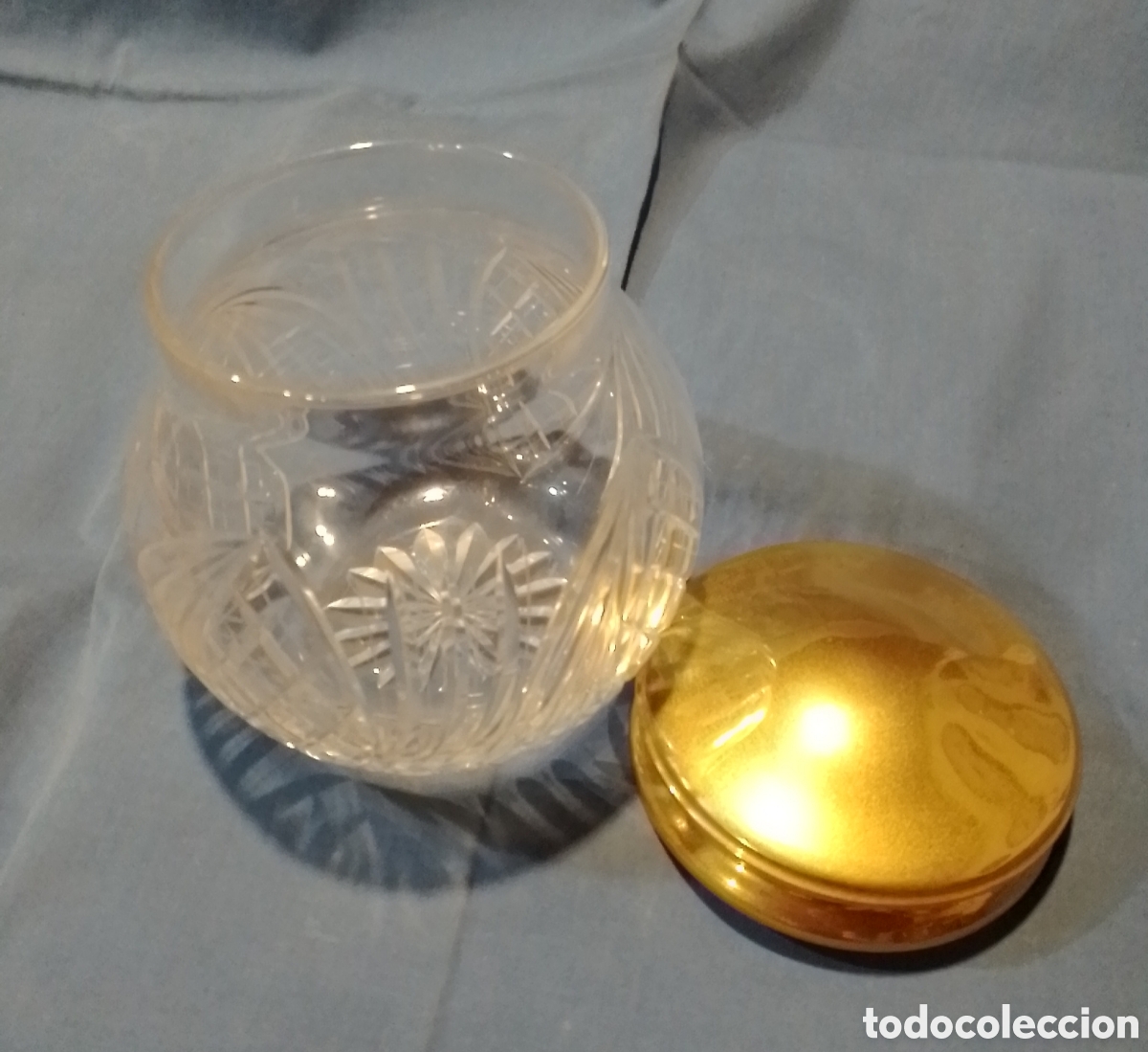 Antig&uuml;edades: Bote de cristal con tapa de acero - Foto 2