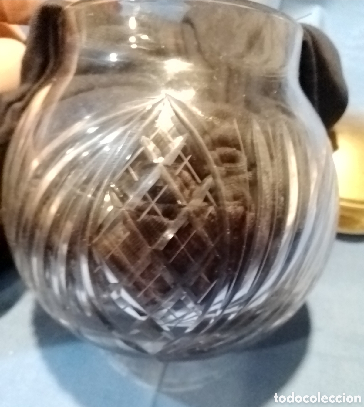 Antig&uuml;edades: Bote de cristal con tapa de acero - Foto 4