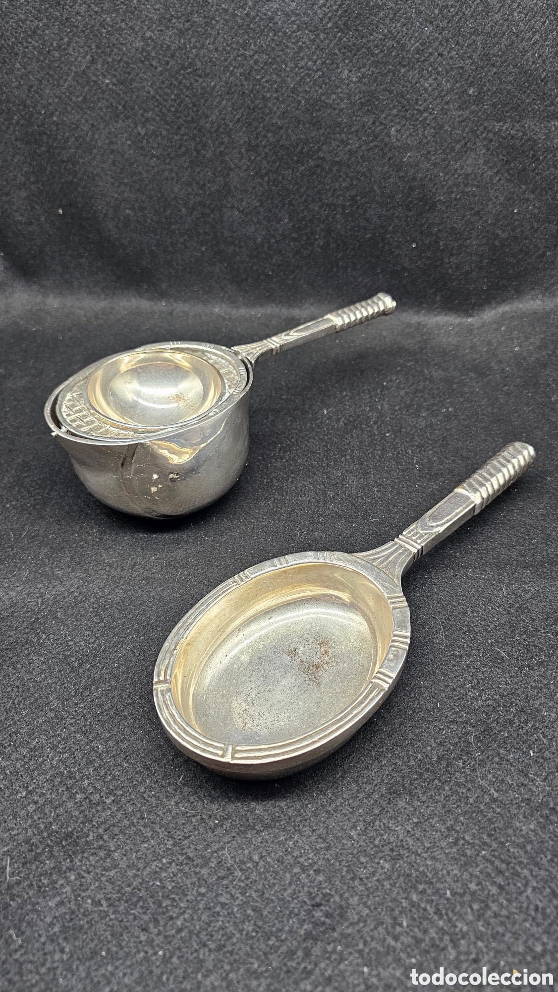 Antig&uuml;edades: Bandeja y cenicero giratorio de reconocida casa espa&ntilde;ola Valent&iacute; (Casa Valent&iacute;) ba&ntilde;ado en plata