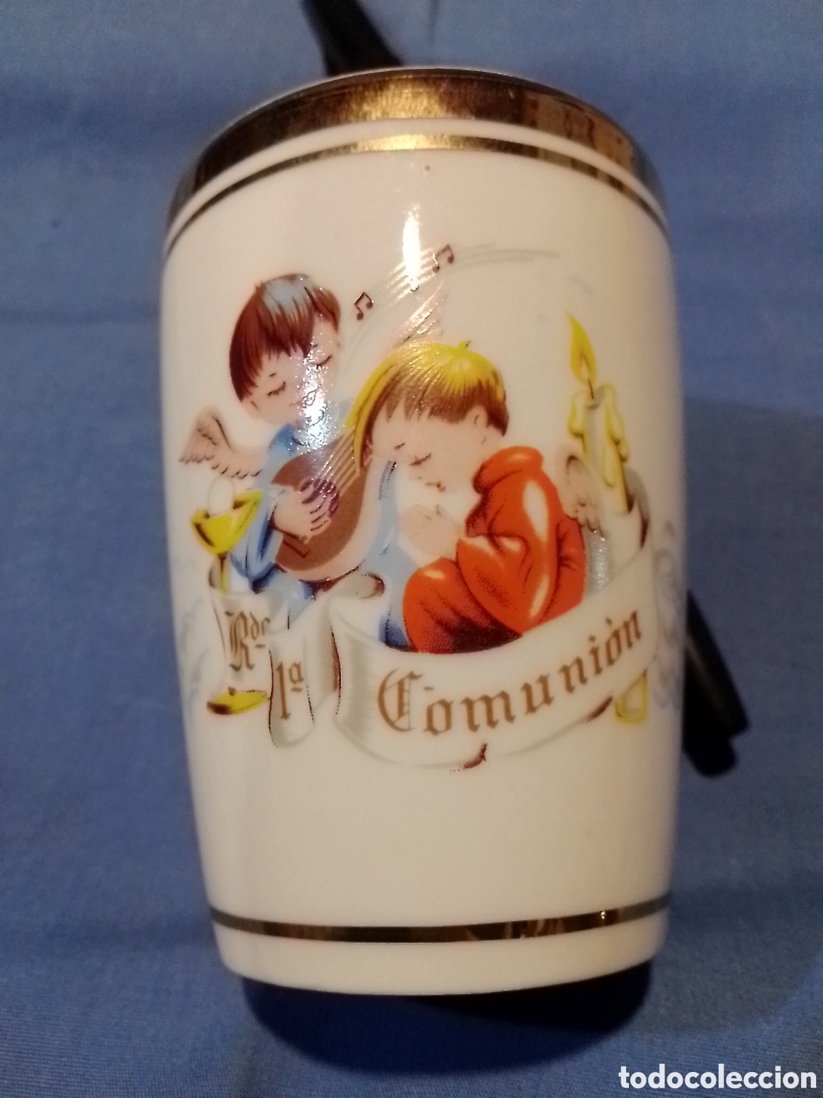 Antig&uuml;edades: Vaso 1&ordf; comuni&oacute;n decorado - Foto 2
