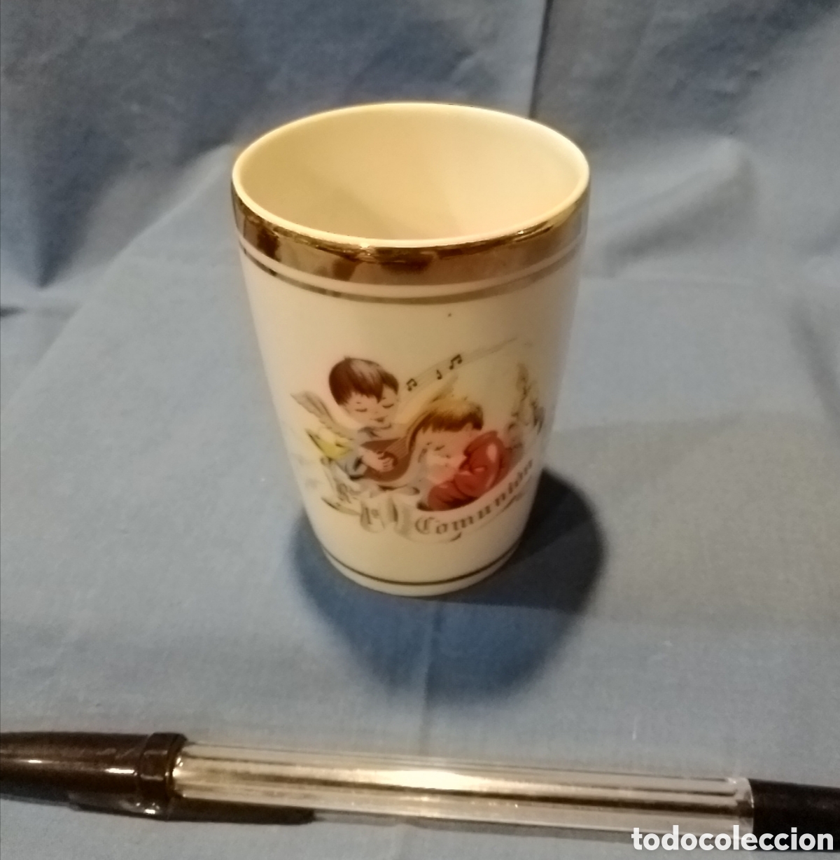 Antig&uuml;edades: Vaso 1&ordf; comuni&oacute;n decorado - Foto 1