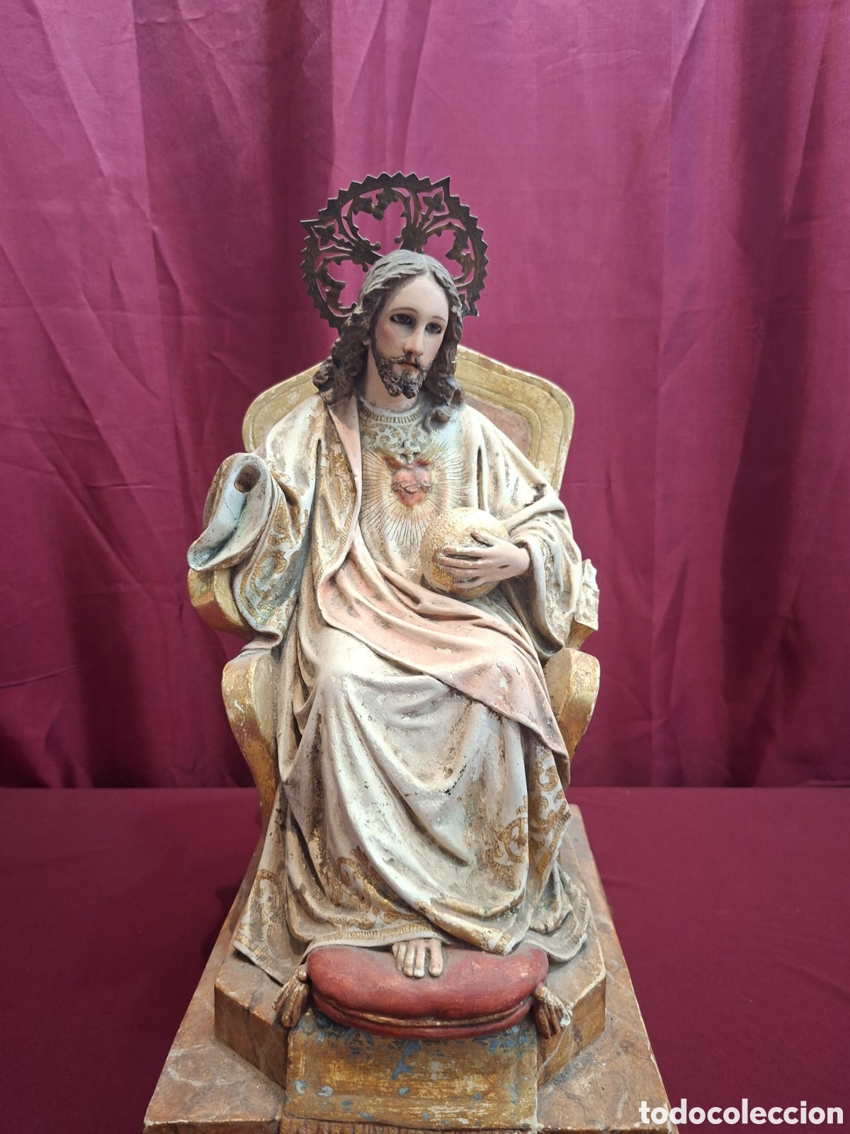 Antig&uuml;edades: Antigua figura Jes&uacute;s cristo ojo de cristal