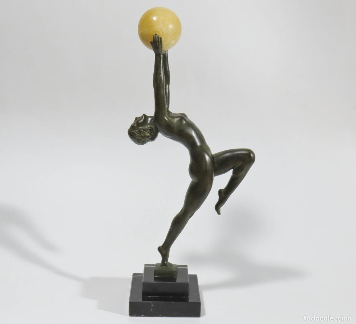 Antig&uuml;edades: Figura Art Deco &rdquo;Jeu&rdquo; Max Le Verrier Firmada