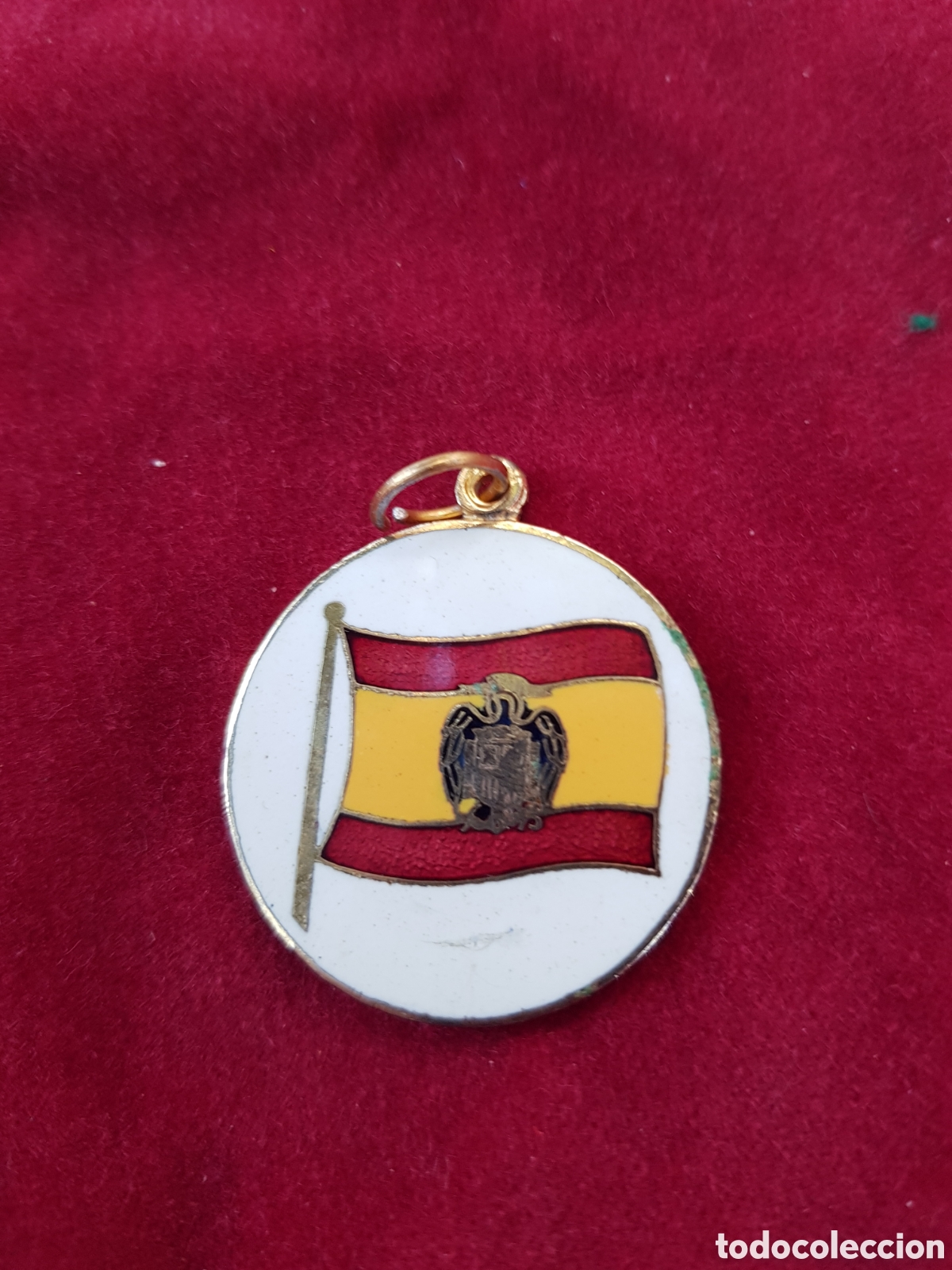 Antig&uuml;edades: ANTIGUA MEDALLA ESMALTADA DE ESPA&Ntilde;A AGUILA DE SAN JUAN