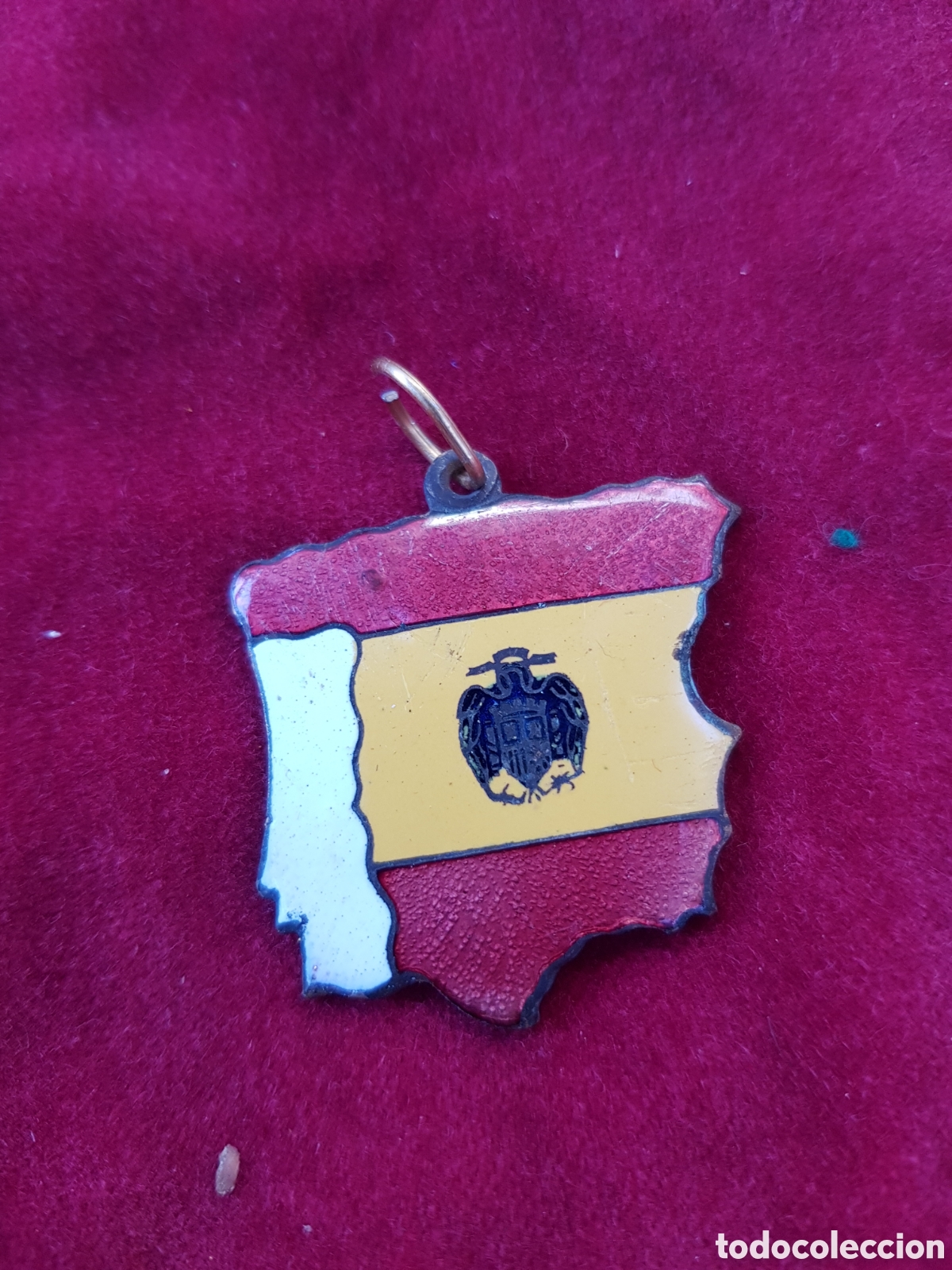 Antig&uuml;edades: ANTIGUA MEDALLA ESMALTADA DE ESPA&Ntilde;A AGUILA DE SAN JUAN
