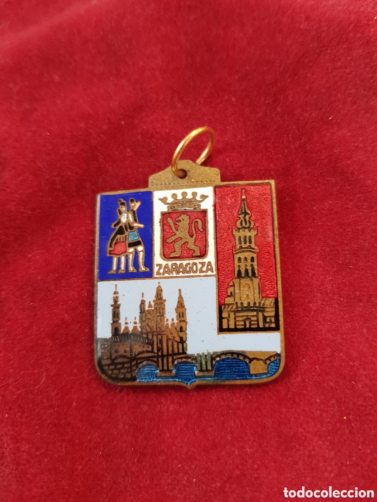 Antig&uuml;edades: ANTIGUA MEDALLA ESMALTADA DE ZARAGOZA A&Ntilde;OS 60
