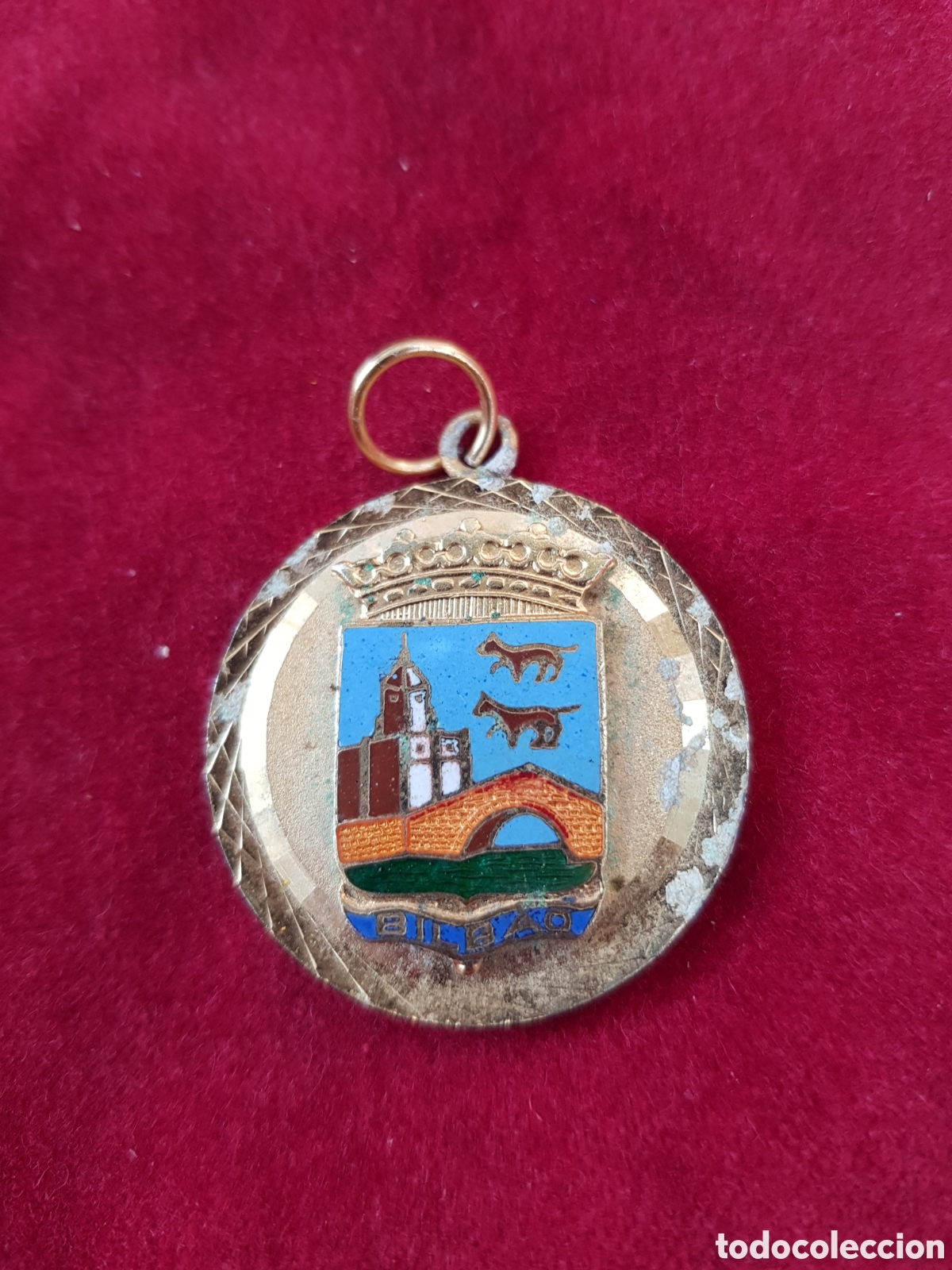 Antig&uuml;edades: ANTIGUA MEDALLA ESMALTADA DE BILBAO A&Ntilde;OS 60