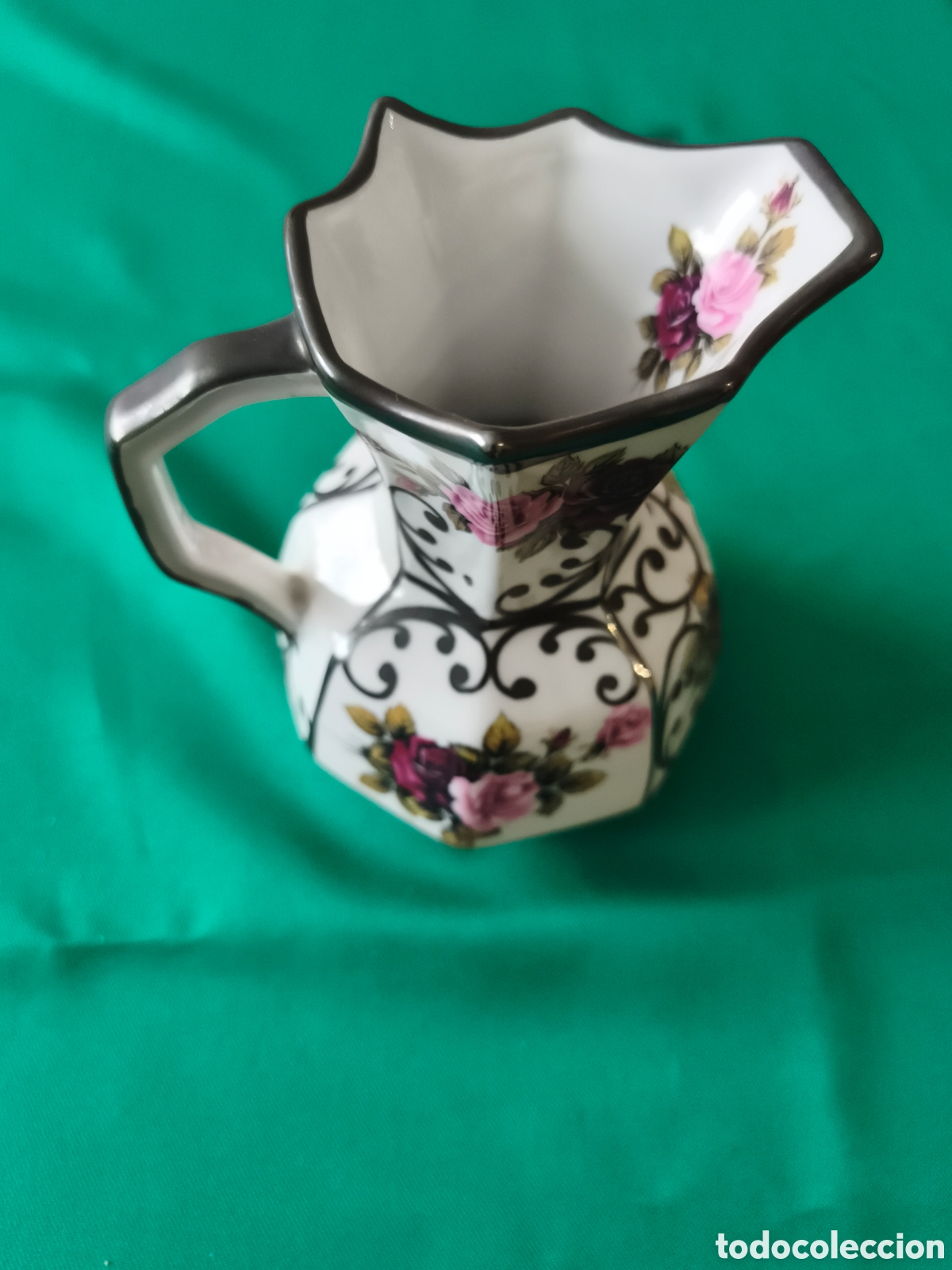 Antiquit&auml;ten: Subasta - Jarra de porcelana fina BOHEMIA vintage (14 cm) - Flores [1, 2]