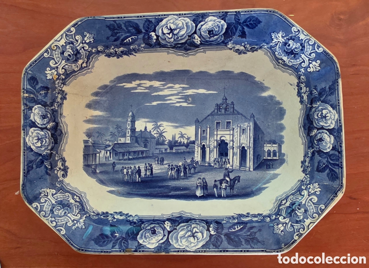 Antig&uuml;edades: Bandeja W. Adams & Sons Spanish Festivities 1853 &ndash; Remedios Cuba &ndash; Federico Mialhe &ndash; Rara