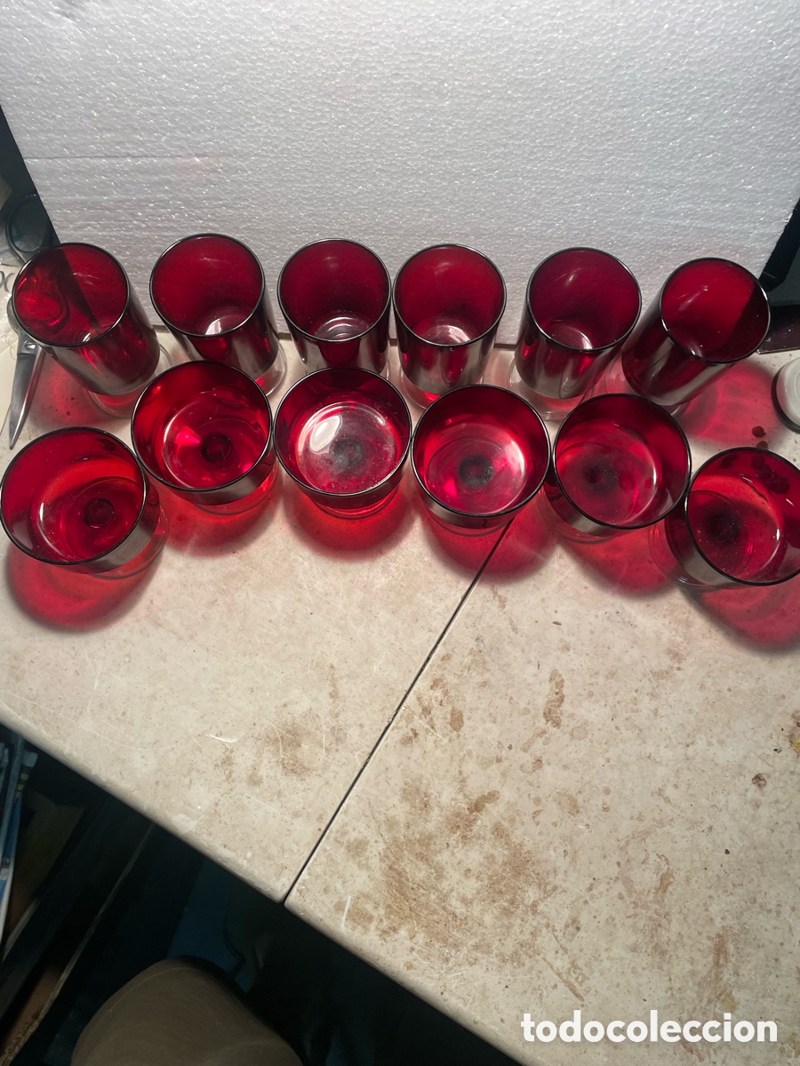 Antig&uuml;edades: 12 copas Luminarc Cavalier Ruby France vintage - Foto 4
