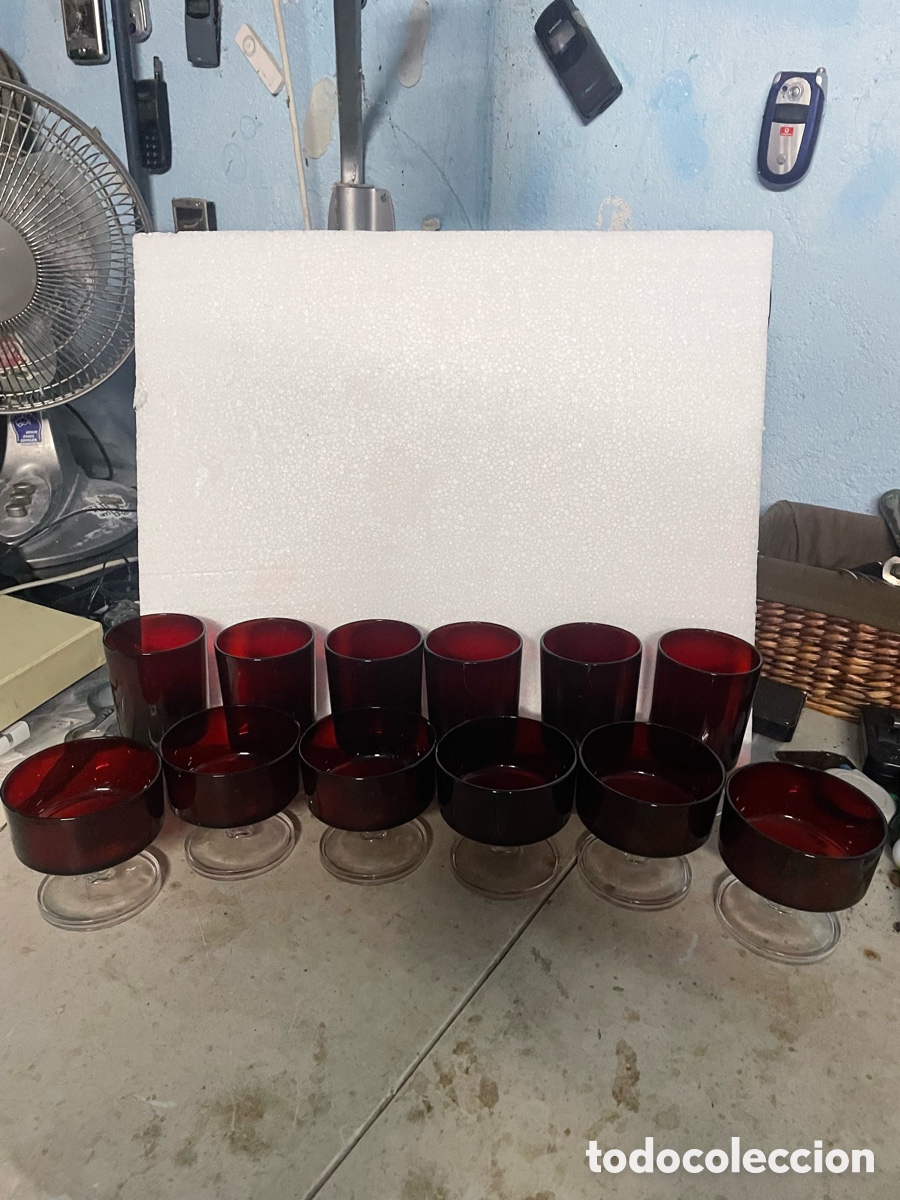 Antig&uuml;edades: 12 copas Luminarc Cavalier Ruby France vintage - Foto 1