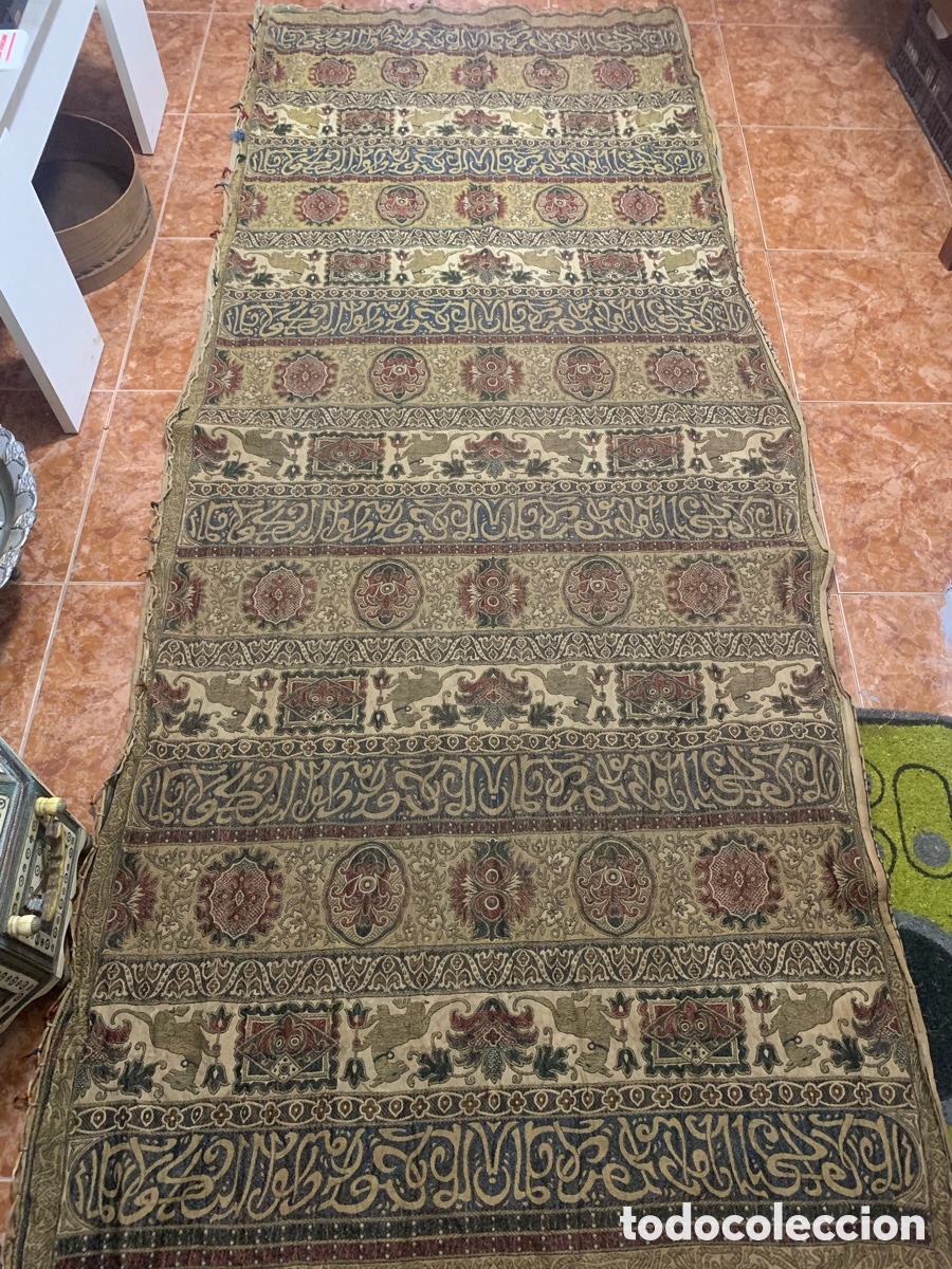 Antig&uuml;edades: Tapices &aacute;rabe oriental bordado a XIX, pareja 2,80 m x 1,10 m ver fotos