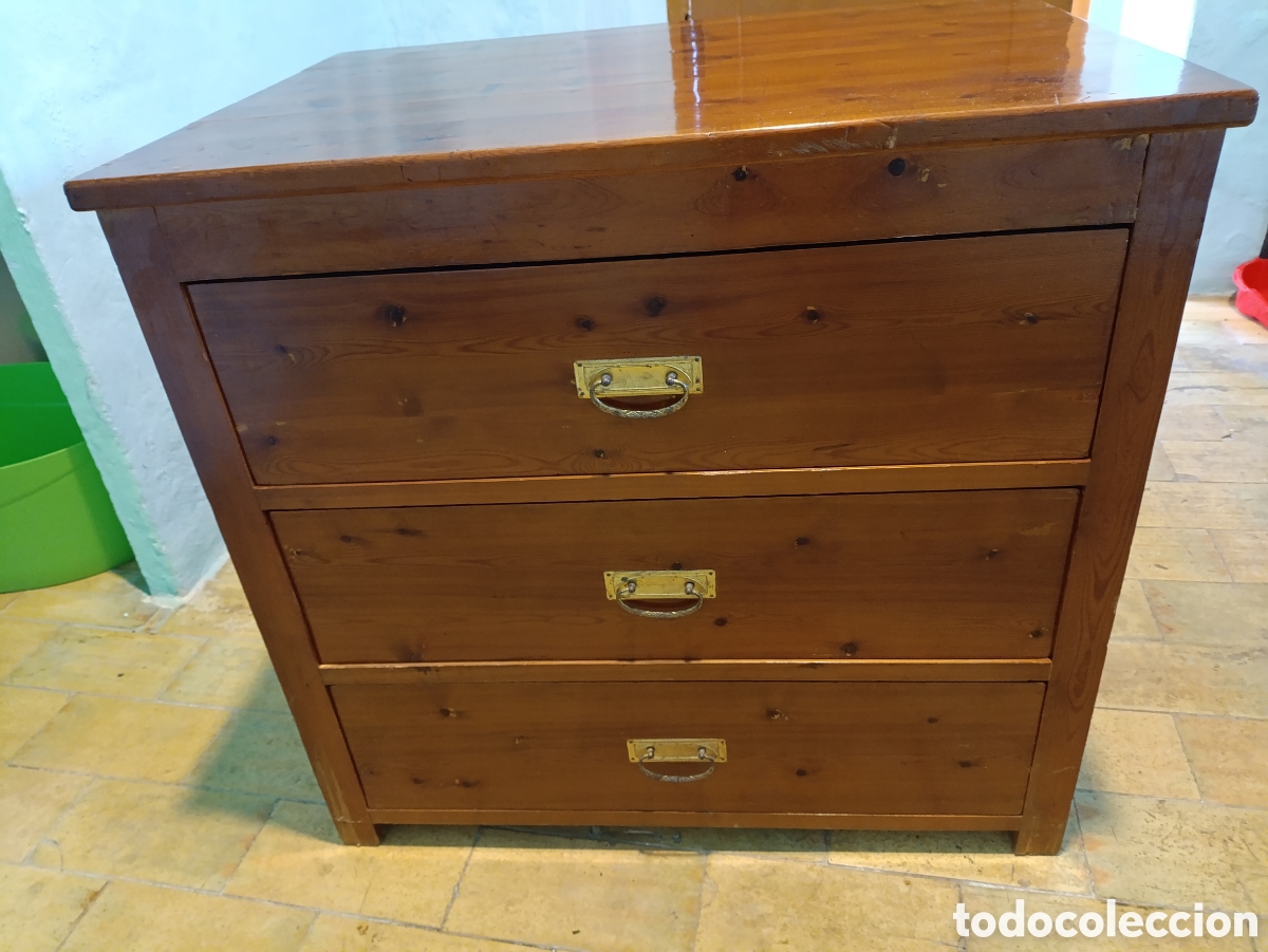Antig&uuml;edades: C&oacute;moda de madera 3 cajones de origen - Foto 4