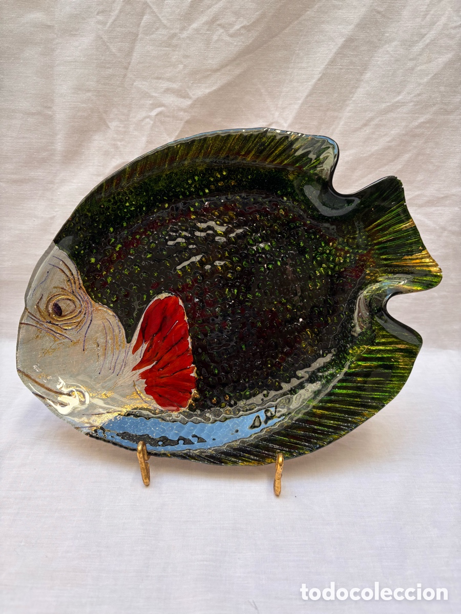 Antig&uuml;edades: Plato de vidrio Poisson de Arcoroc