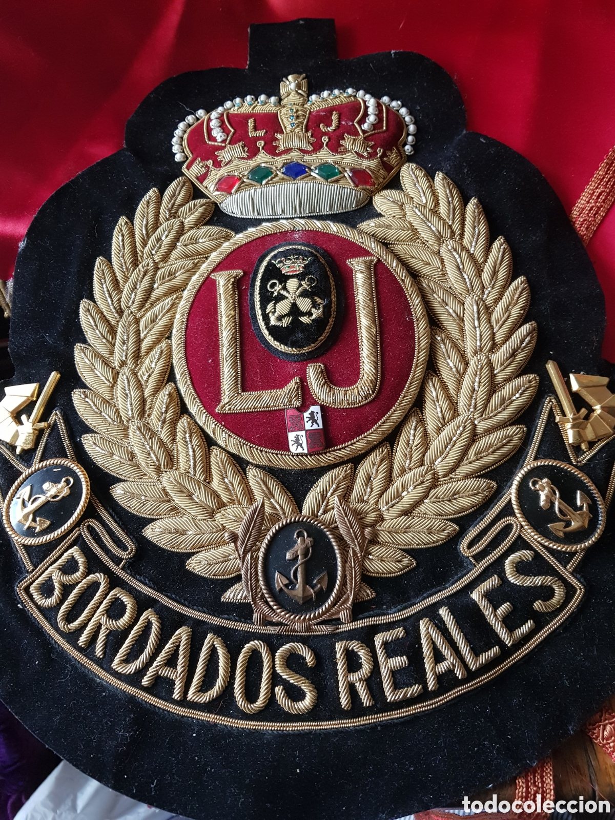 Antig&uuml;edades: ESPECTACULAR Y ANTIGUO GRAN PARCHE BORDADO HILO DE ORO DE LA MARINA ESPA&Ntilde;OLA