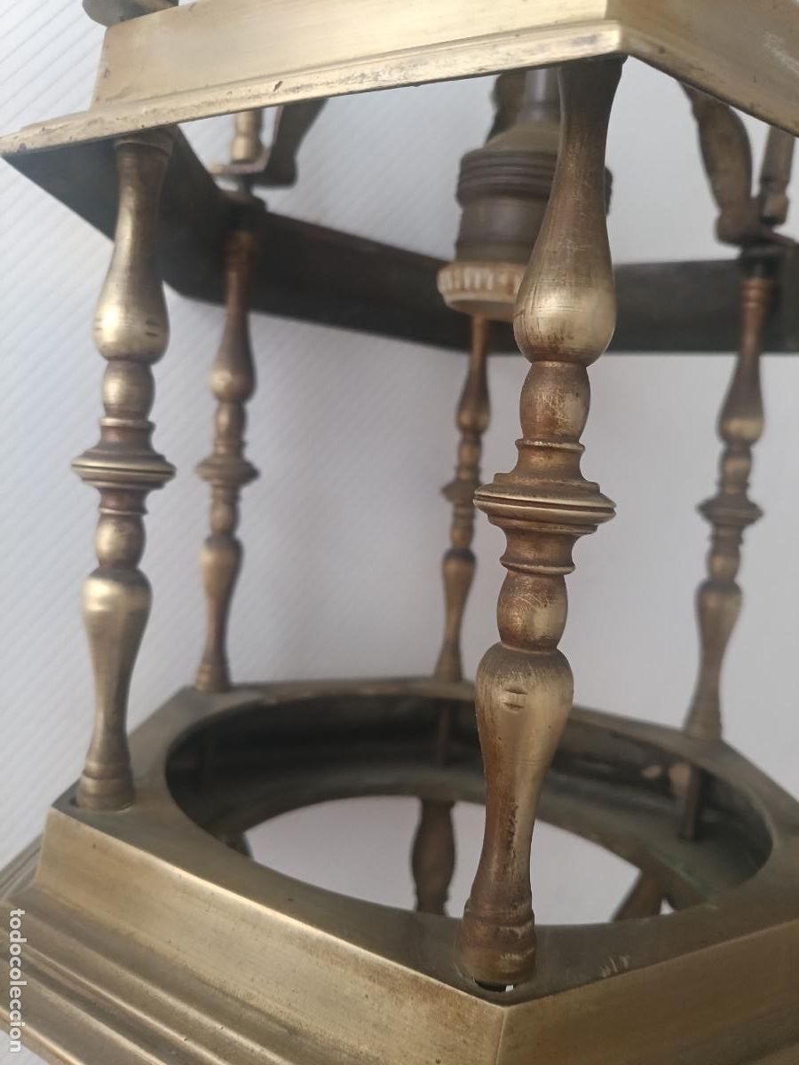 Antig&uuml;edades: Farol antiguo de bronce de techo - Foto 4
