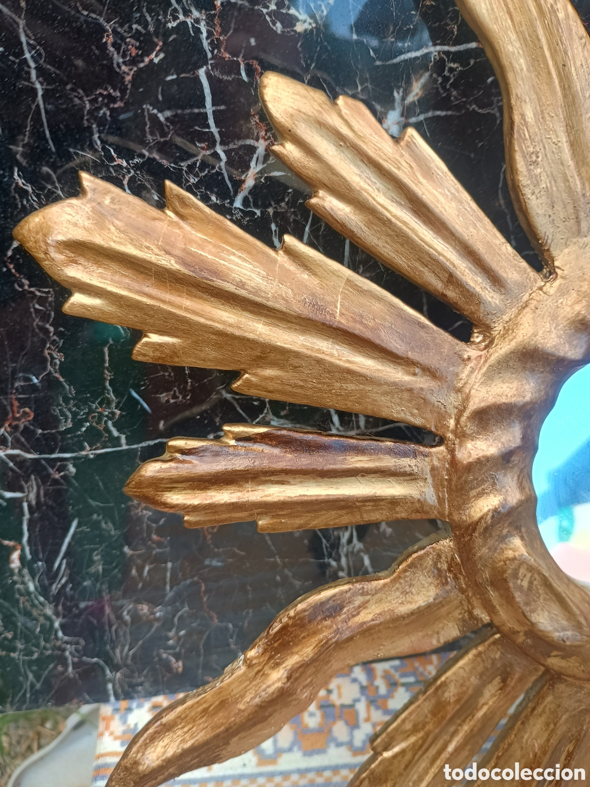 Antig&uuml;edades: Espejo sol madera dorado - Foto 2