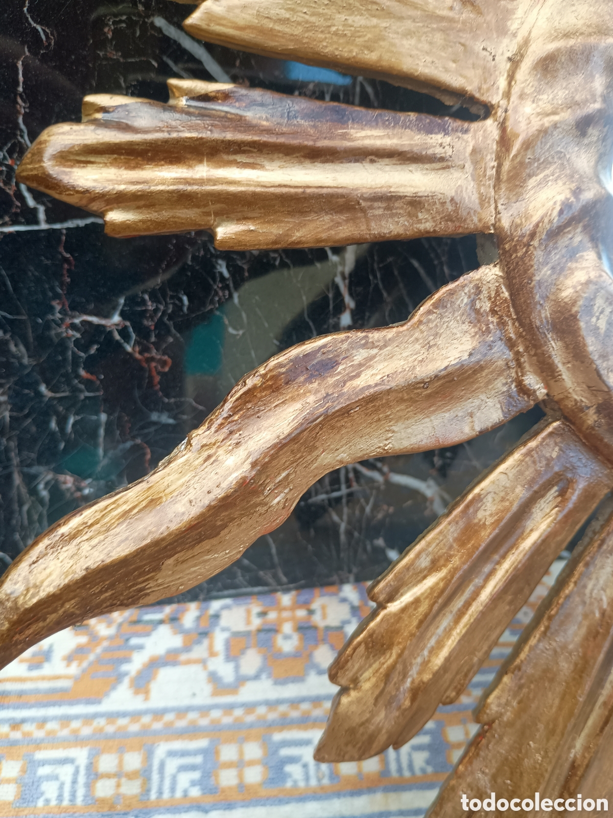 Antig&uuml;edades: Espejo sol madera dorado - Foto 3