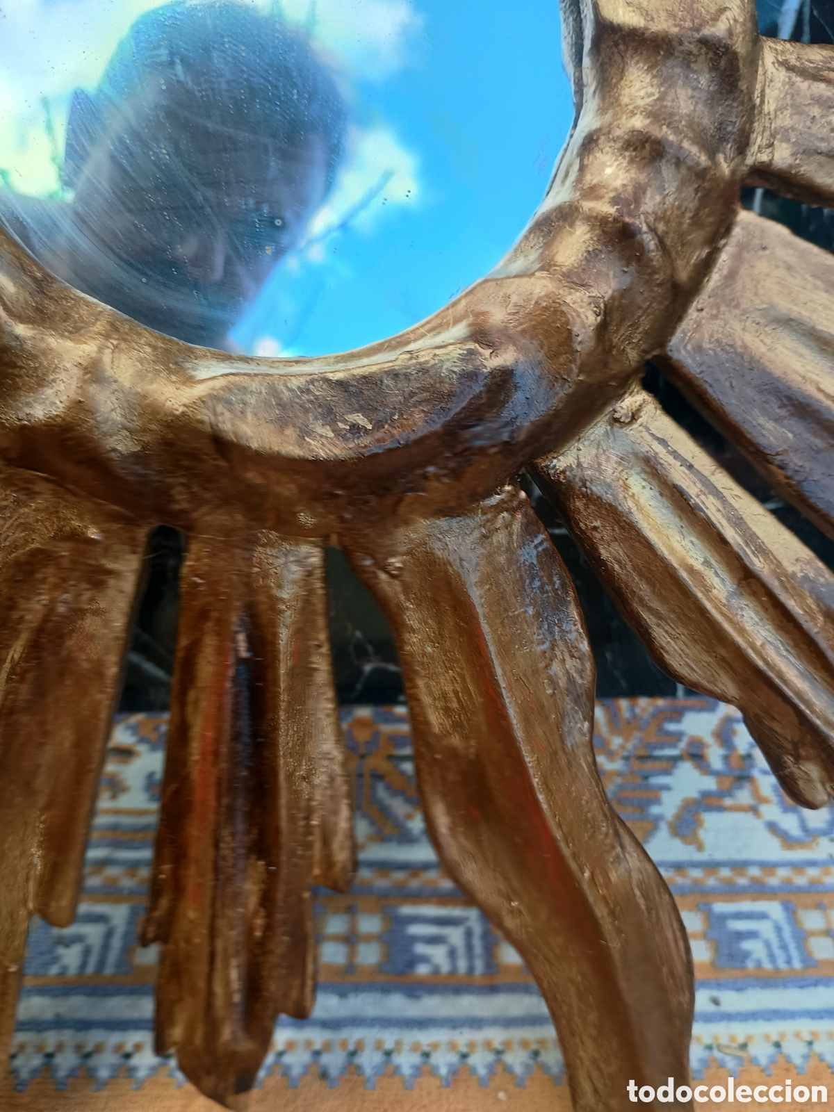 Antig&uuml;edades: Espejo sol madera dorado - Foto 4