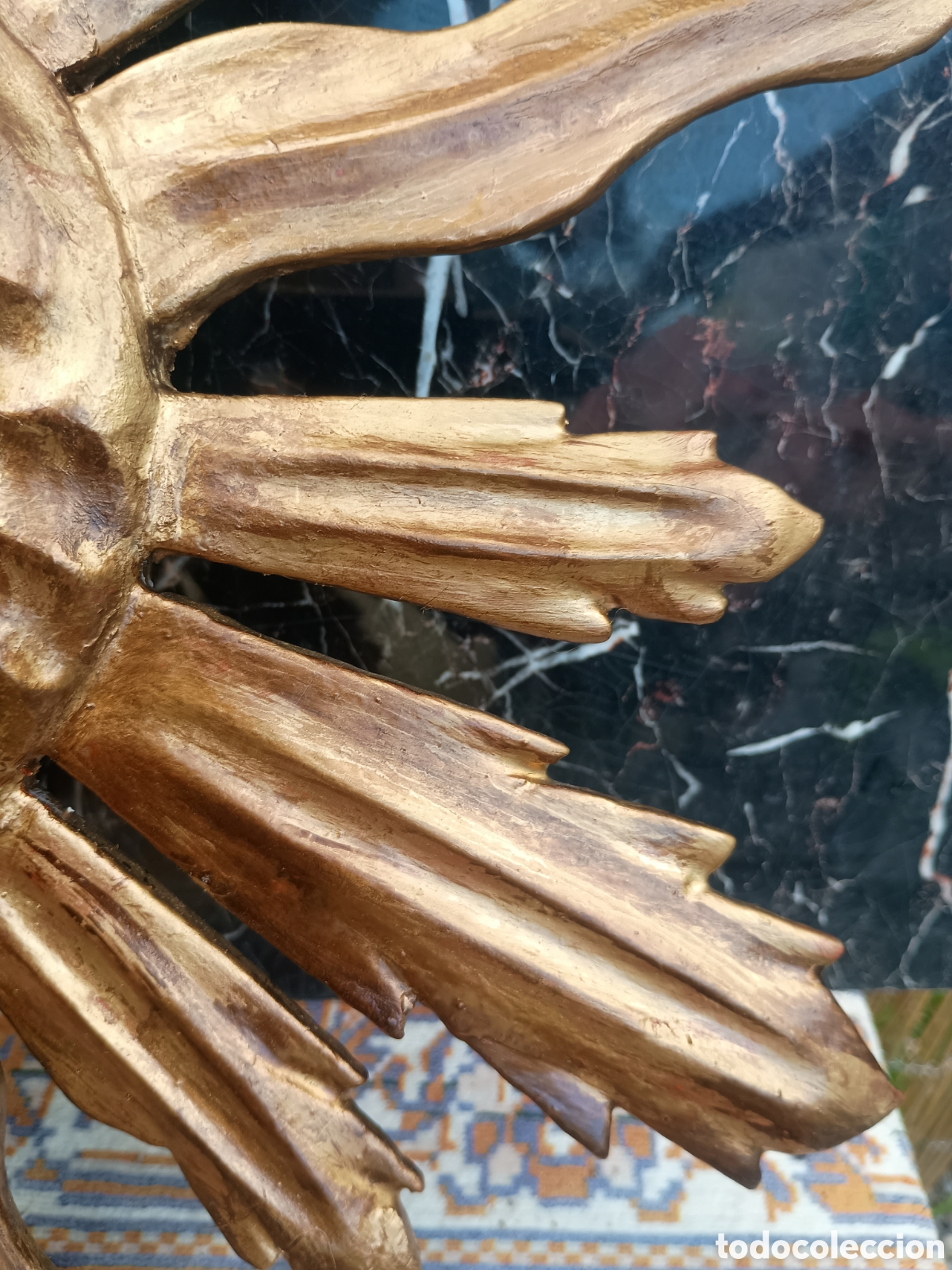 Antig&uuml;edades: Espejo sol madera dorado - Foto 5