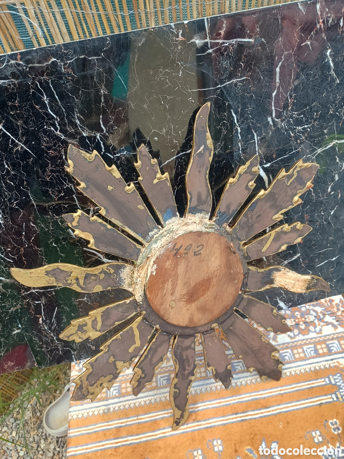 Antig&uuml;edades: Espejo sol madera dorado - Foto 7