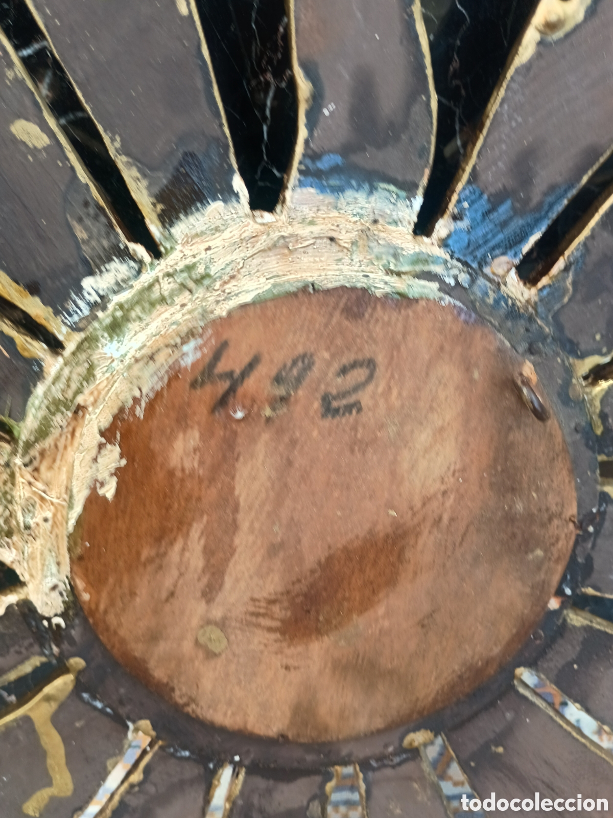 Antig&uuml;edades: Espejo sol madera dorado - Foto 8