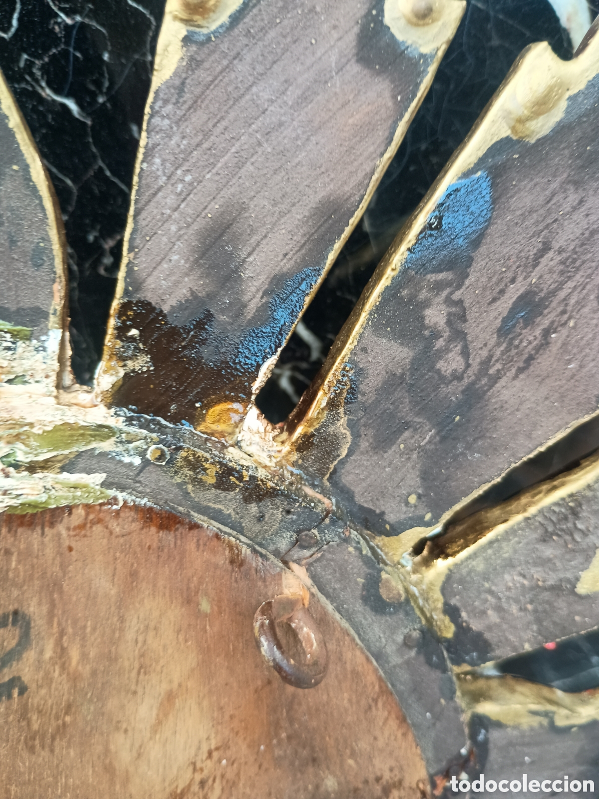 Antig&uuml;edades: Espejo sol madera dorado - Foto 10