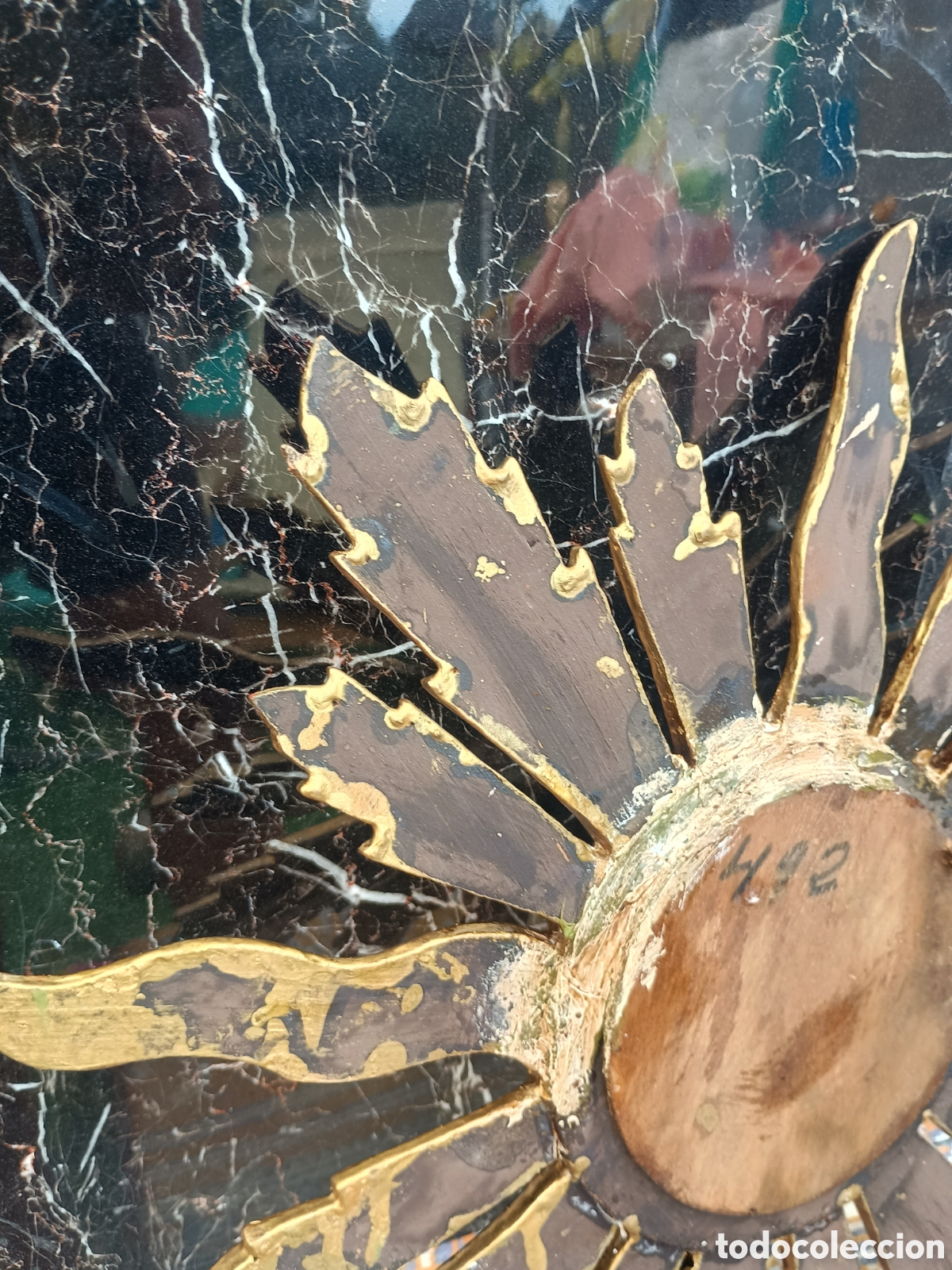 Antig&uuml;edades: Espejo sol madera dorado - Foto 12