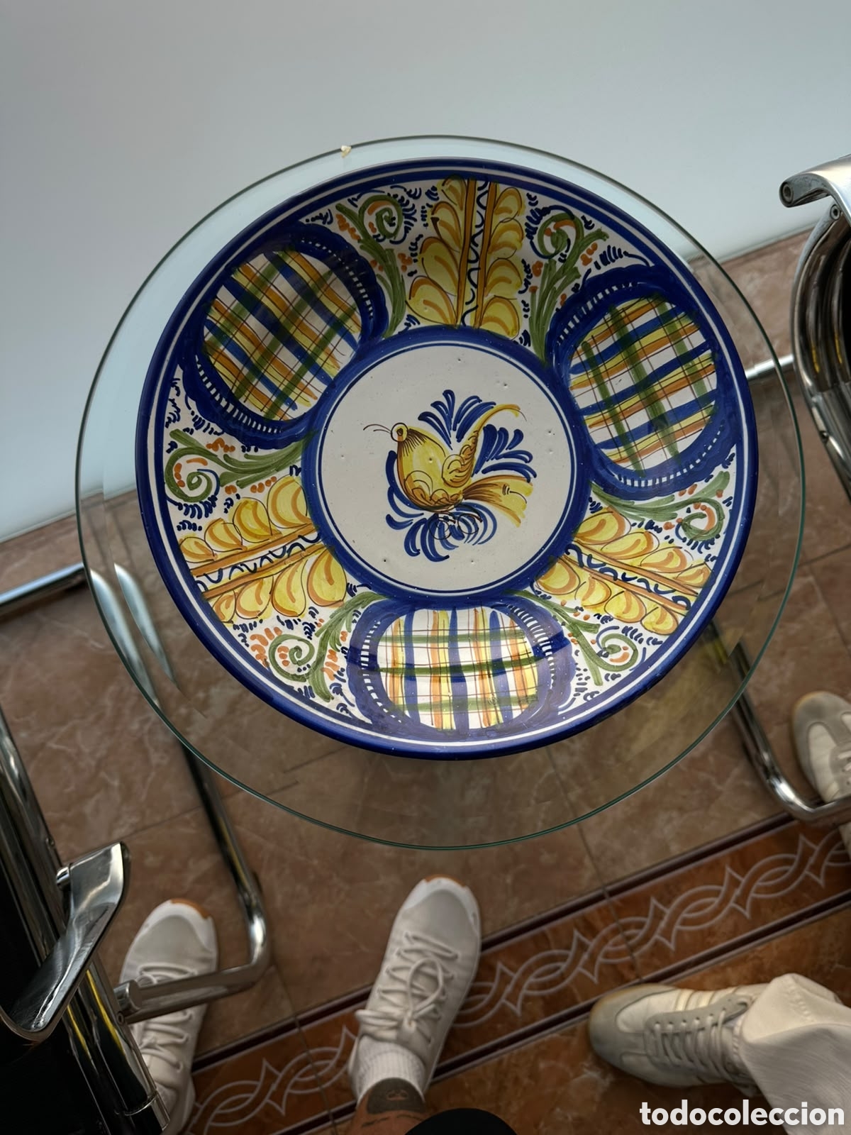 Antig&uuml;edades: Plato de Manises pintado a mano siglo xx
