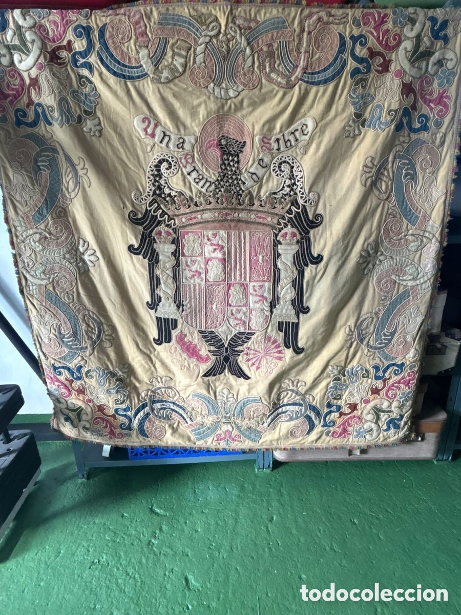Antig&uuml;edades: Tapiz Repostero Her&aacute;ldico &Aacute;guila de San Juan Una Grande Libre 170x170 cm