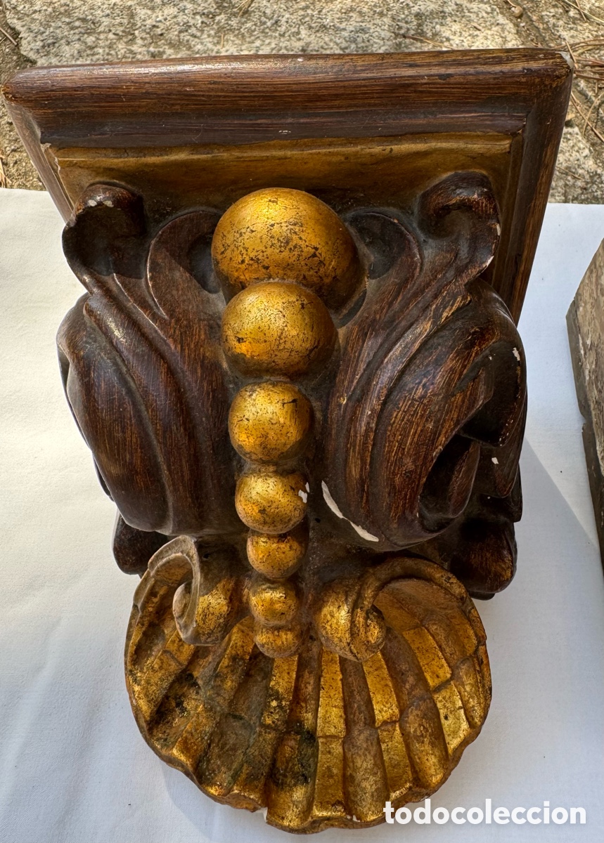 Antig&uuml;edades: ANTIGUA M&Eacute;NSULA DE ESCAYOLA POLICROMADA &ndash; DECORACI&Oacute;N VEGETAL &ndash; RESTAURAR