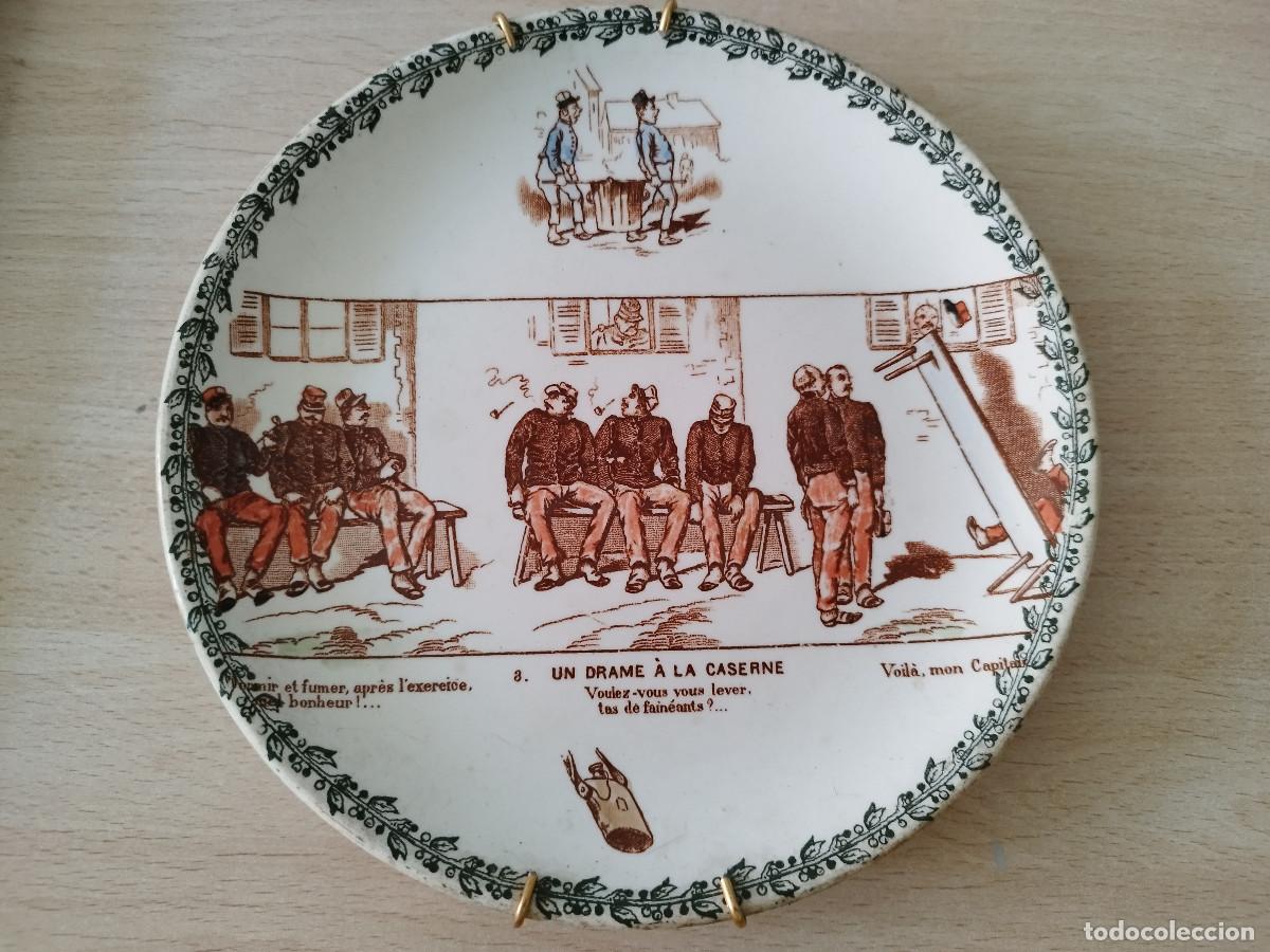 Antig&uuml;edades: Antiguo plato parlante Terre de Fer HB & Cie Choisy-le-Roi Francia siglo XIX