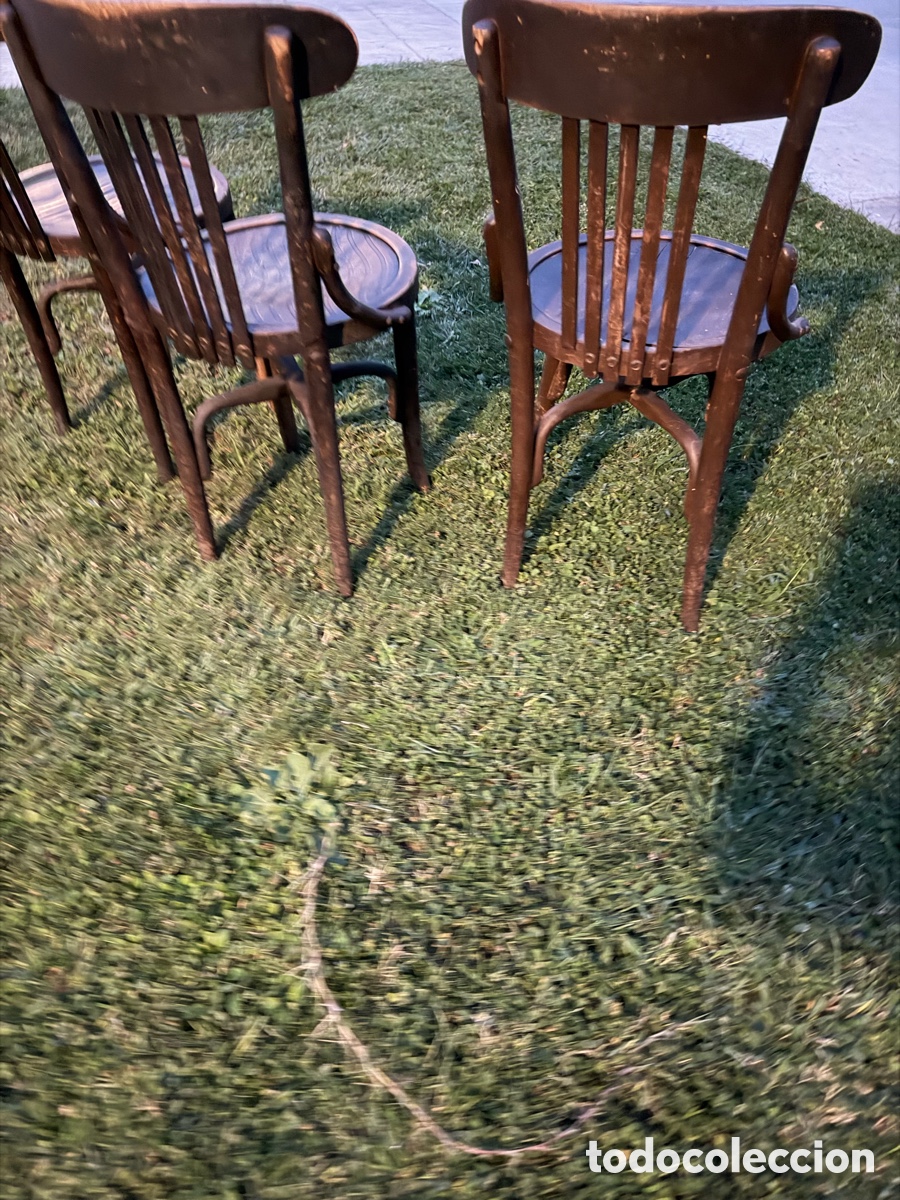 Antig&uuml;edades: Lote de 3 sillas bendwood de madera curva .