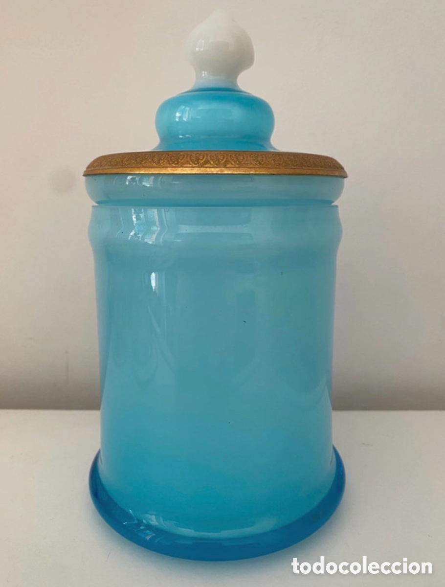Antig&uuml;edades: Bombonera de opalina celeste - Foto 2