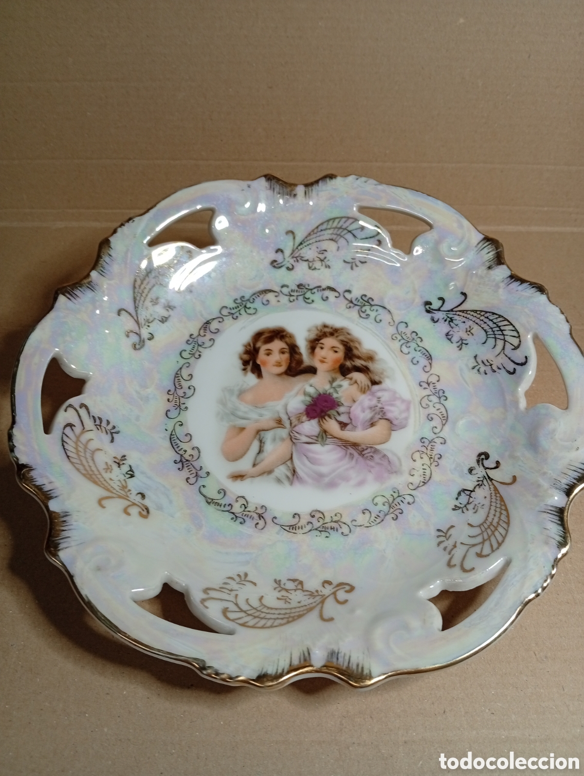 Antig&uuml;edades: Plato decorativo porcelana