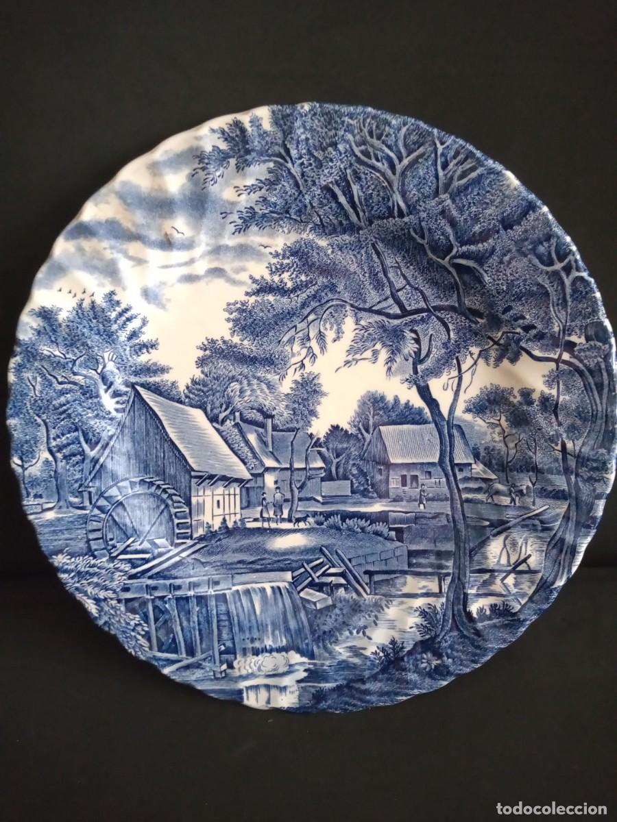 Antig&uuml;edades: PLATO JOHNSON BROTHERS WATERMILL LOZA INGLESA AZUL