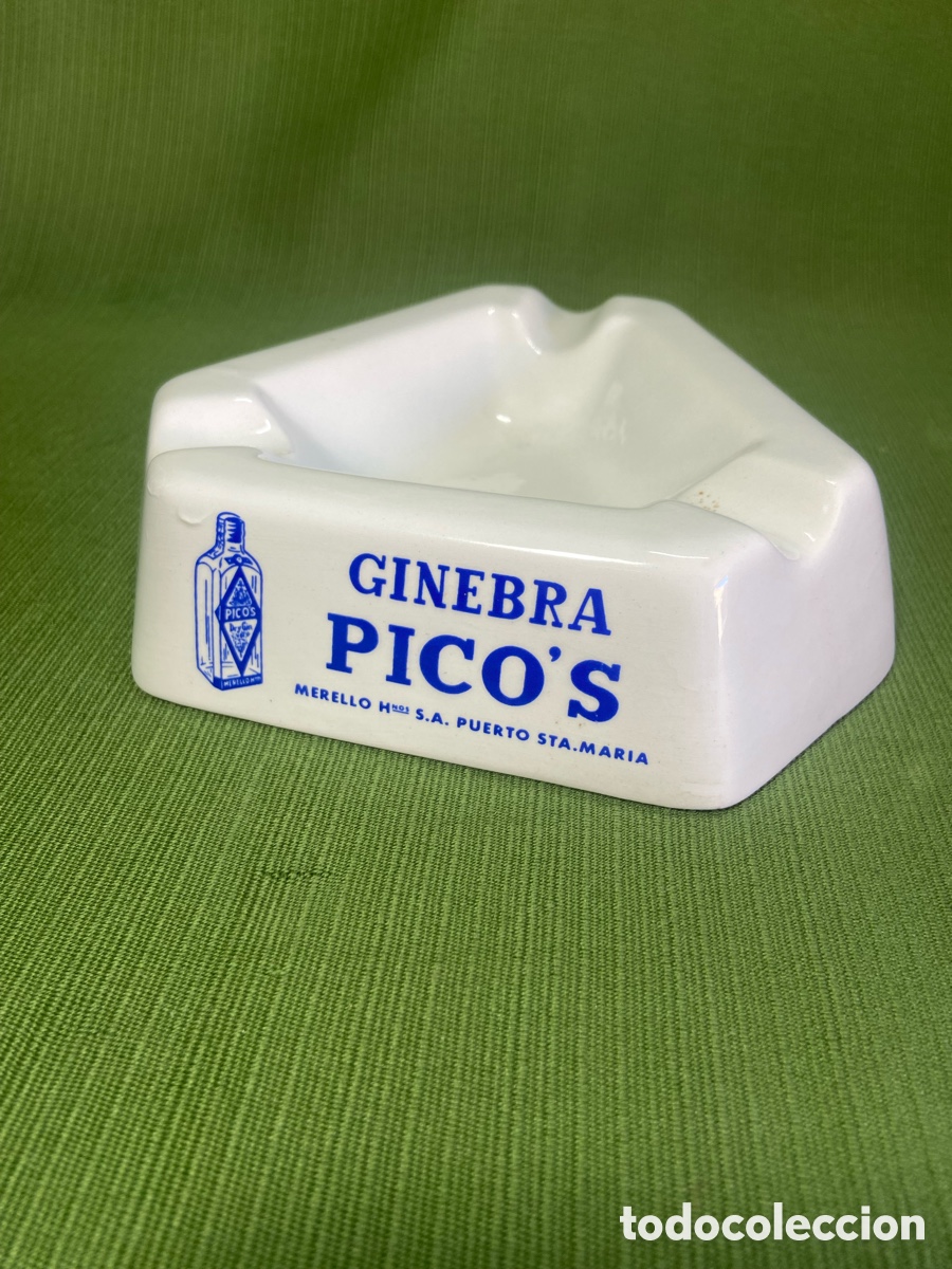 Antig&uuml;edades: Cenicero publicidad ginebra Pic&oacute;, Cacao Pic&oacute;, Ponche Merello. Porcelana Royal China Vigo. A&ntilde;os 70.