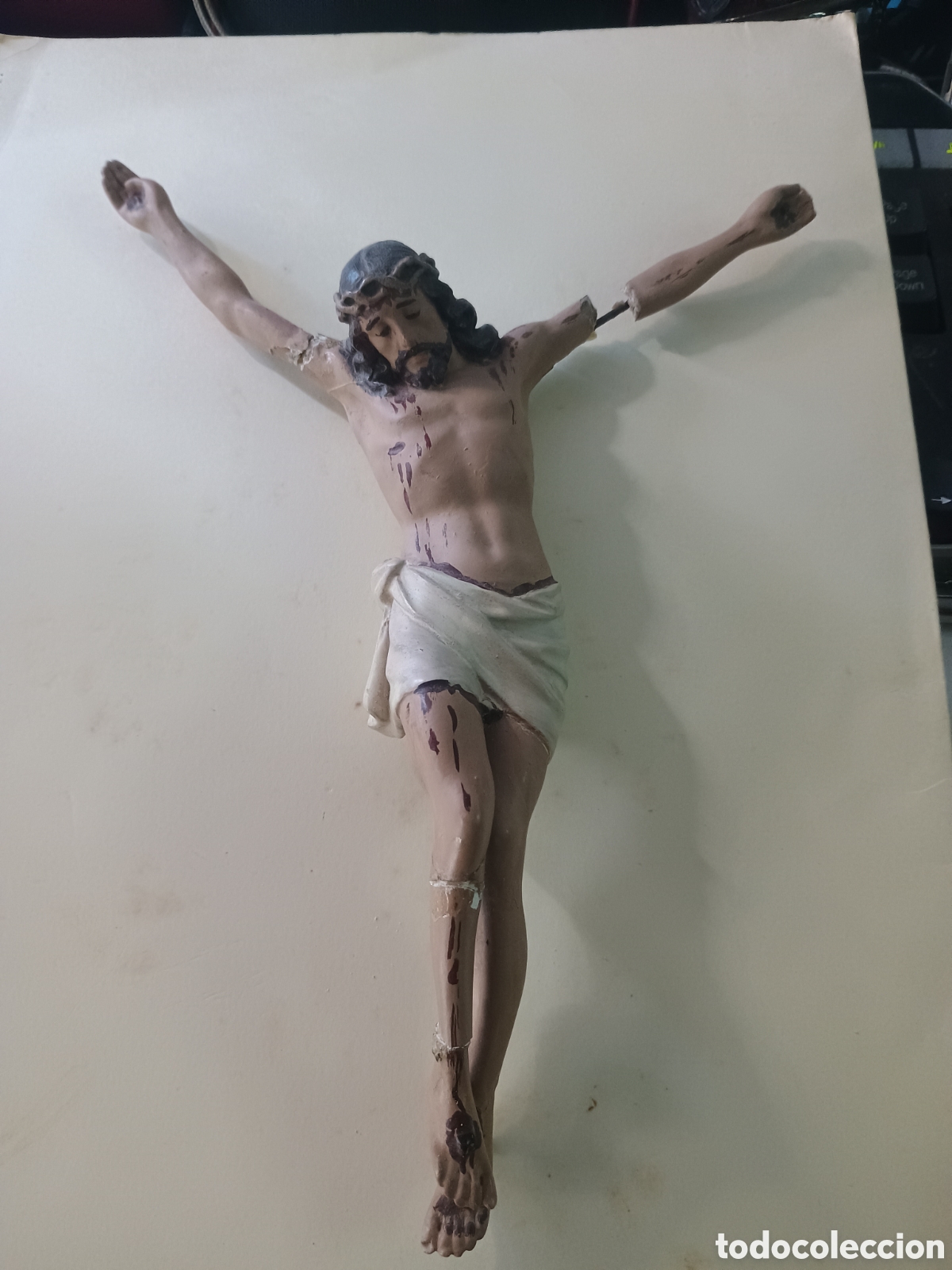 Antig&uuml;edades: Antigua escultura religiosa - Cristo crucificado - Olot el arte Cristiano PARA RESTAURAR