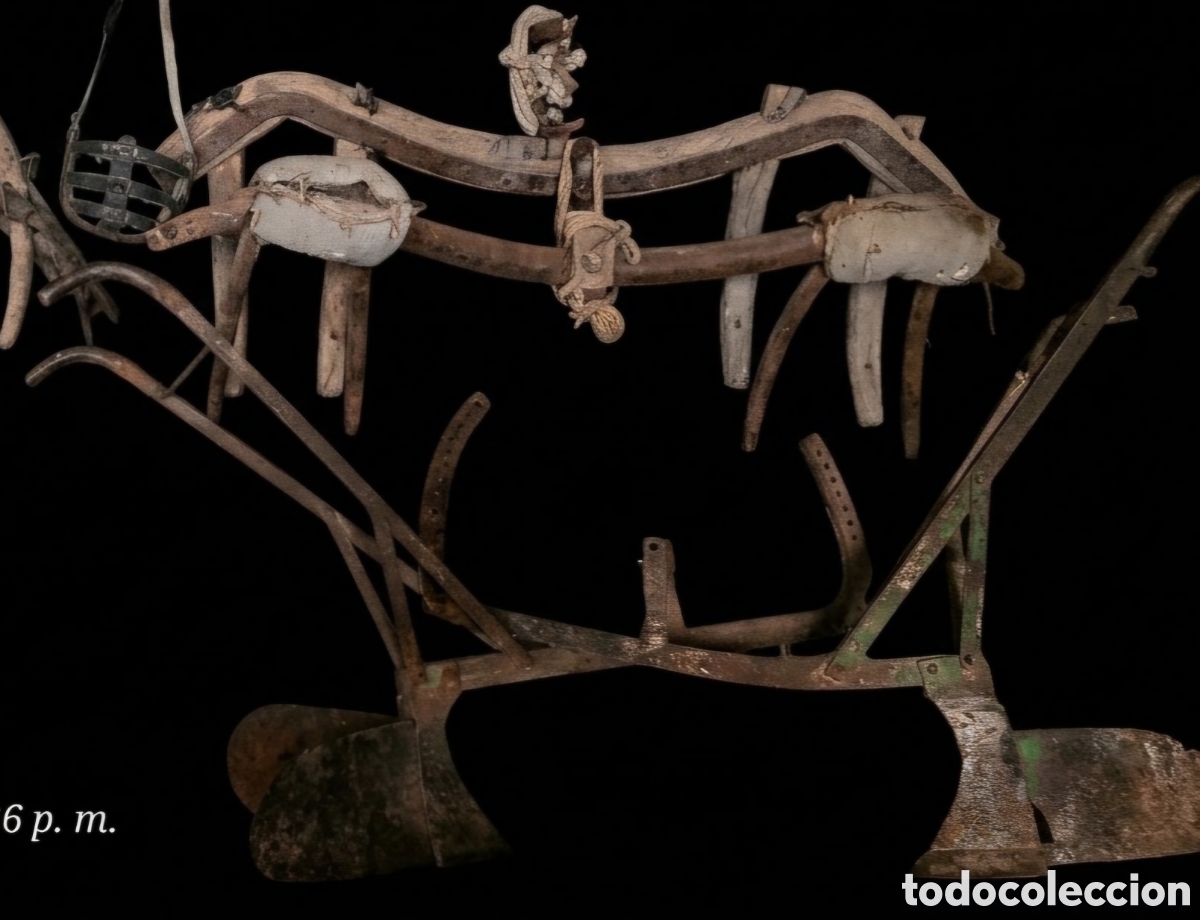 Antig&uuml;edades: Lote de dos arados y dos Yugos