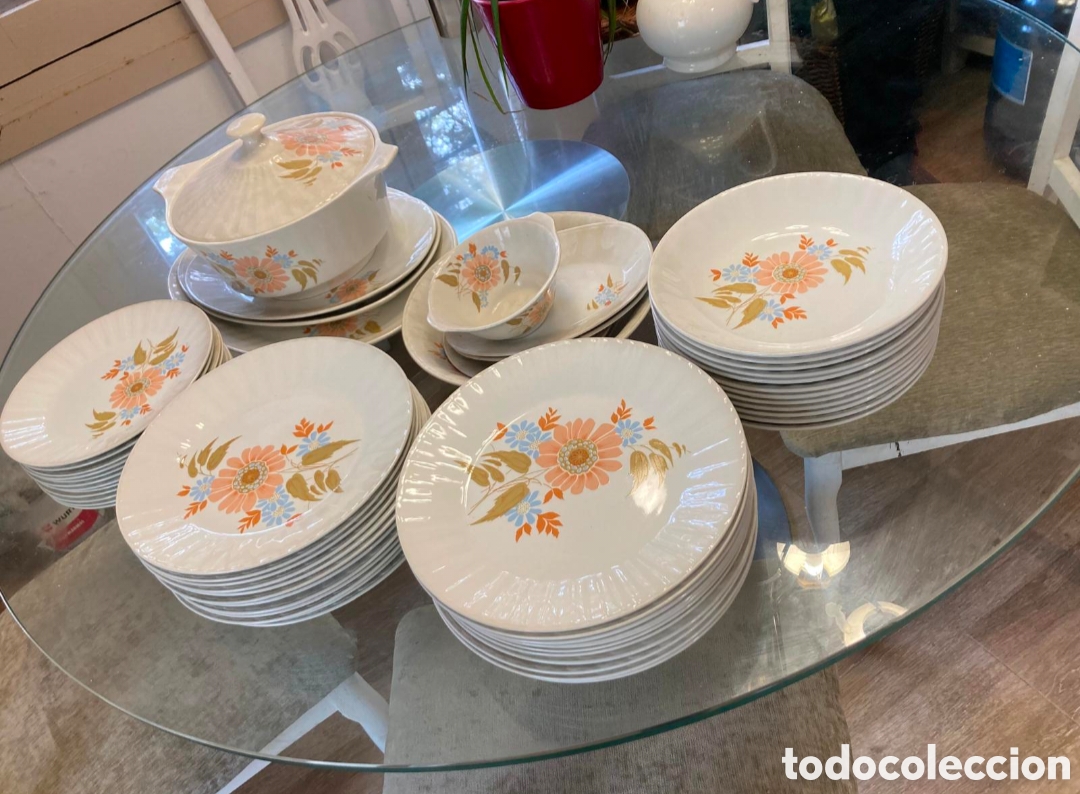 Antig&uuml;edades: Vajilla completa de porcelana. Marca Pontesa