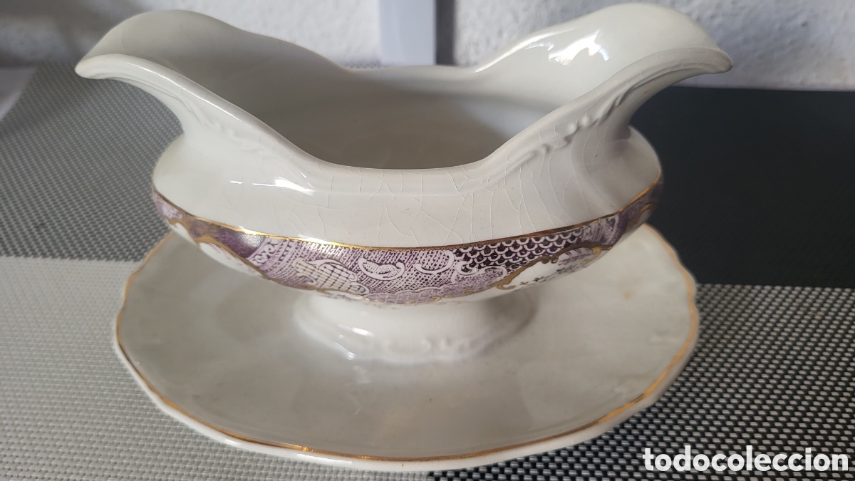 Antig&uuml;edades: Antigua salsera porcelana San Ckaudio Oviedo