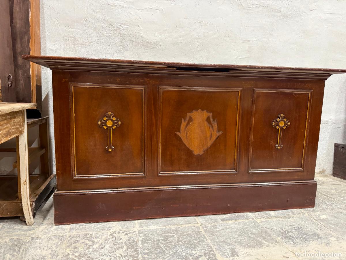 Antig&uuml;edades: ANTIGUO FRENTE ALTAR DE MADERA - MEDIDA 213X81X110 CM - RELIGIOSO - IGLESIA - CAPILLA