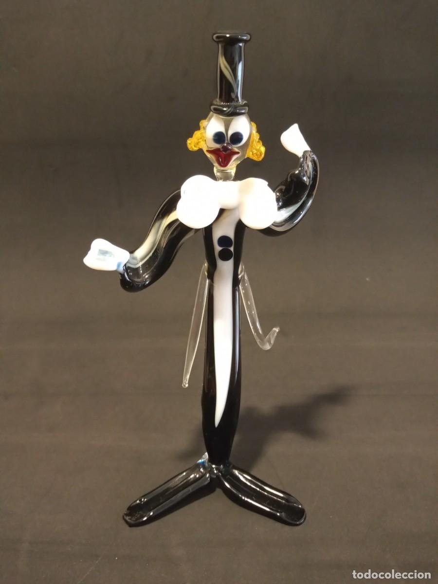 Antig&uuml;edades: FIGURA PAYASO CRISTAL SOPLADO ARTESANAL 19.5 CM