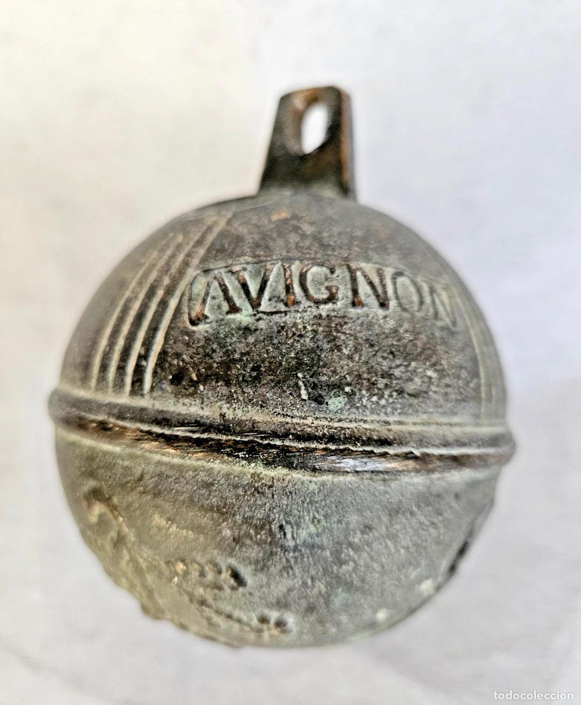 Antig&uuml;edades: ANCIEN GROS GRELOT AVIGNON N&deg; 8 EN BRONZE DIAMETRE 8 CM POIDS 480 GRAMMES